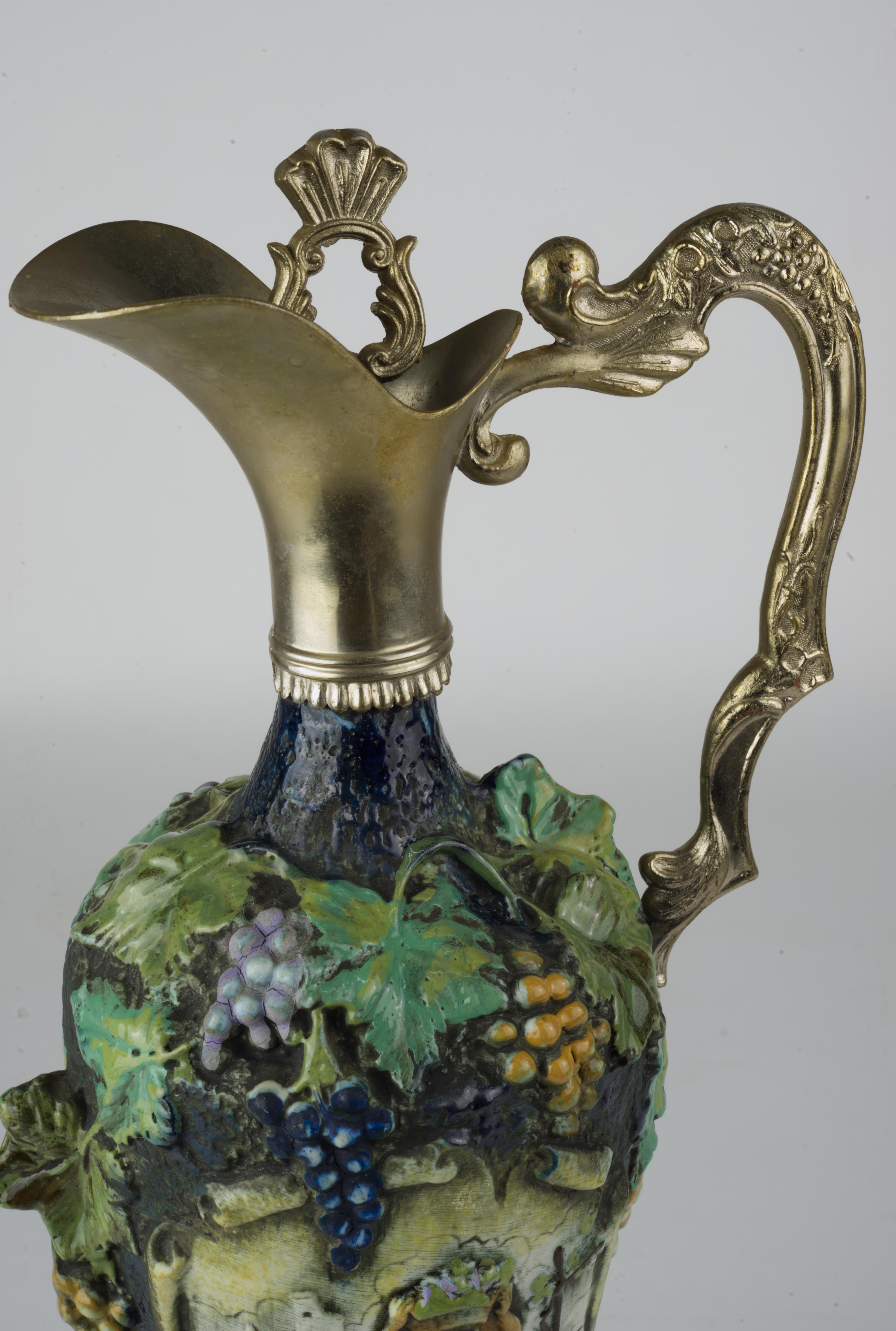 Vintage Ceramic and Metal Decanter Italy Riprod Vietata Art 2598 2