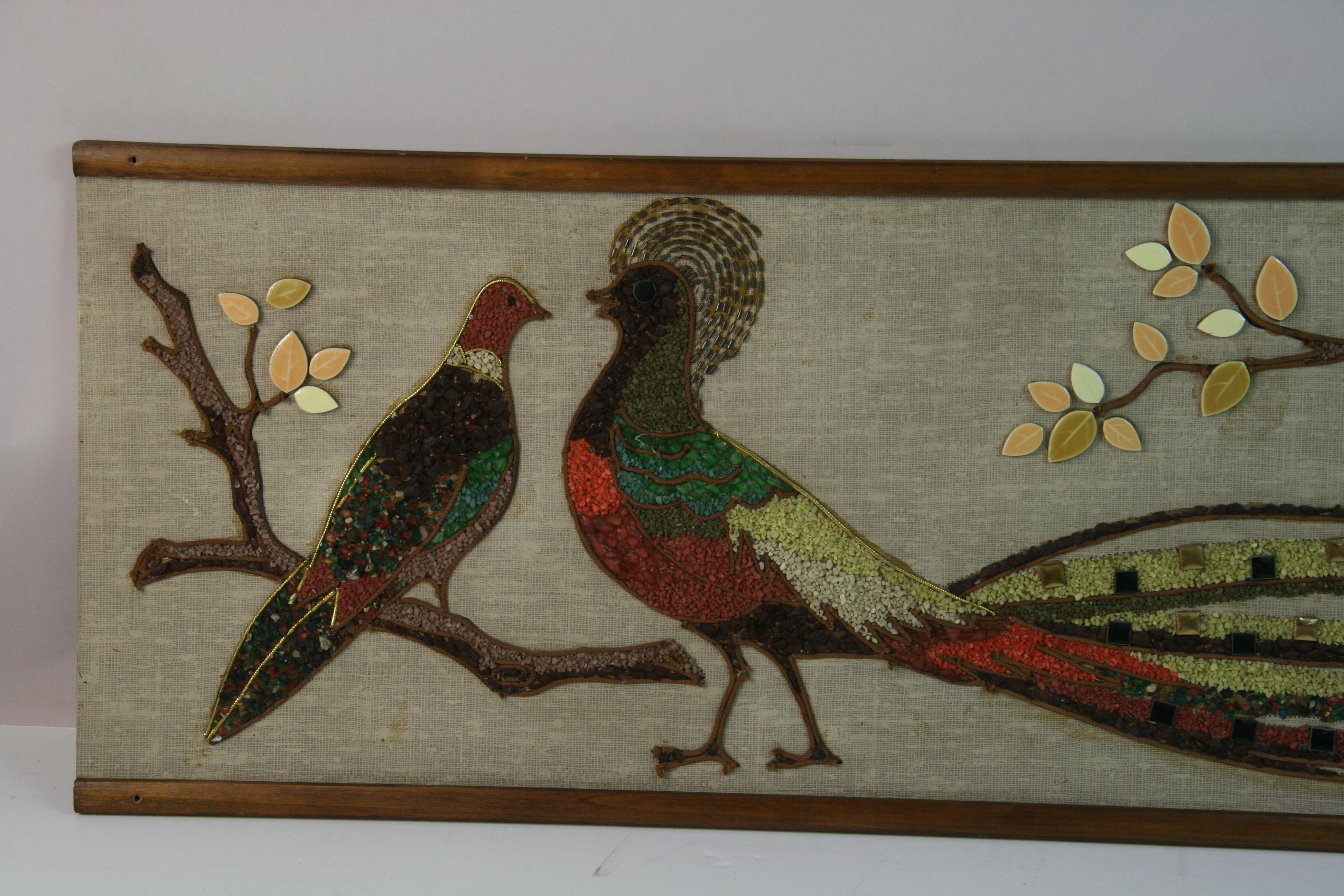 Vintage Keramik und Stein Pfau Wandskulptur 1950er Jahre (Handgefertigt) im Angebot