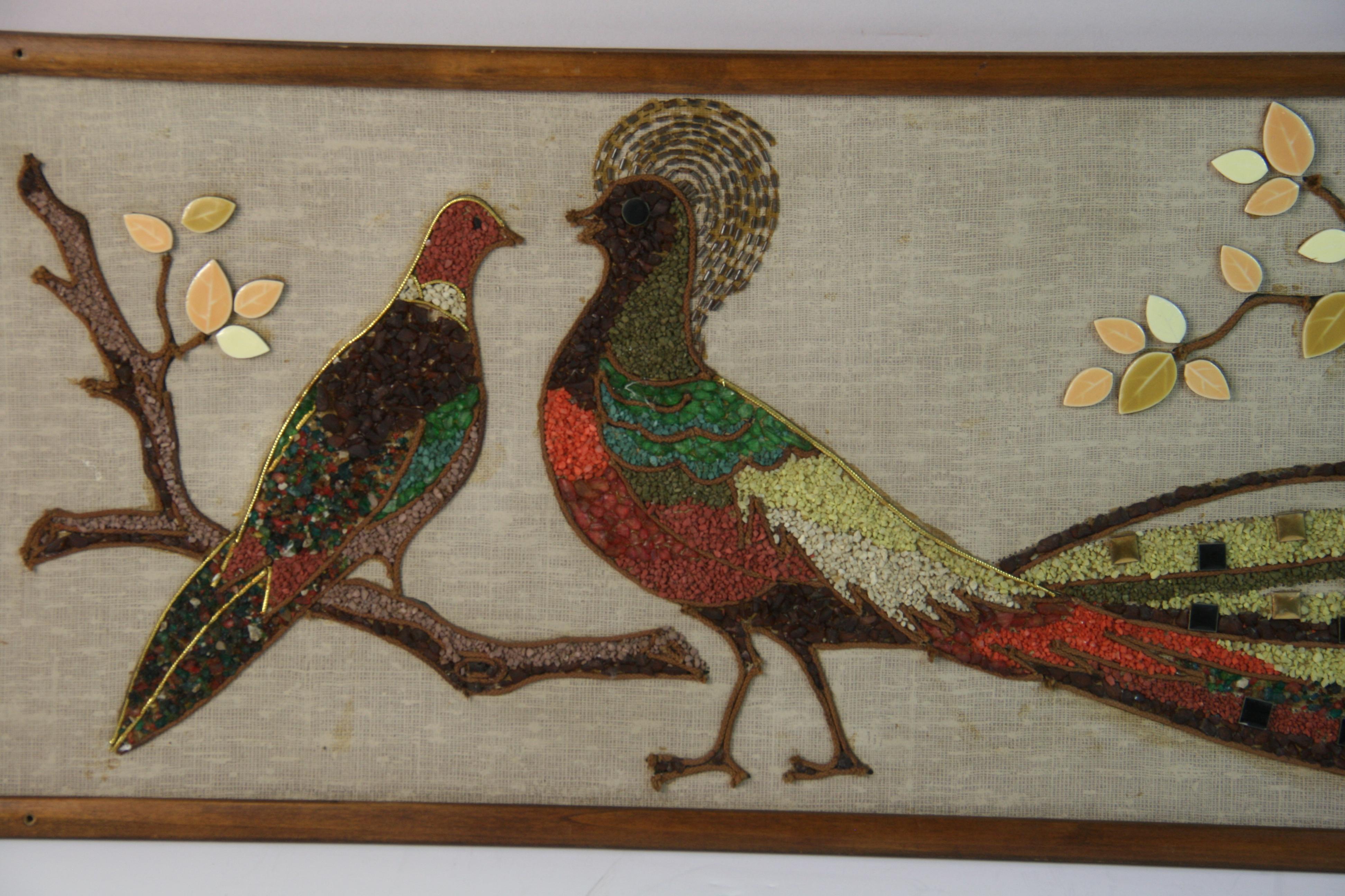 Vintage Keramik und Stein Pfau Wandskulptur 1950er Jahre (Mitte des 20. Jahrhunderts) im Angebot