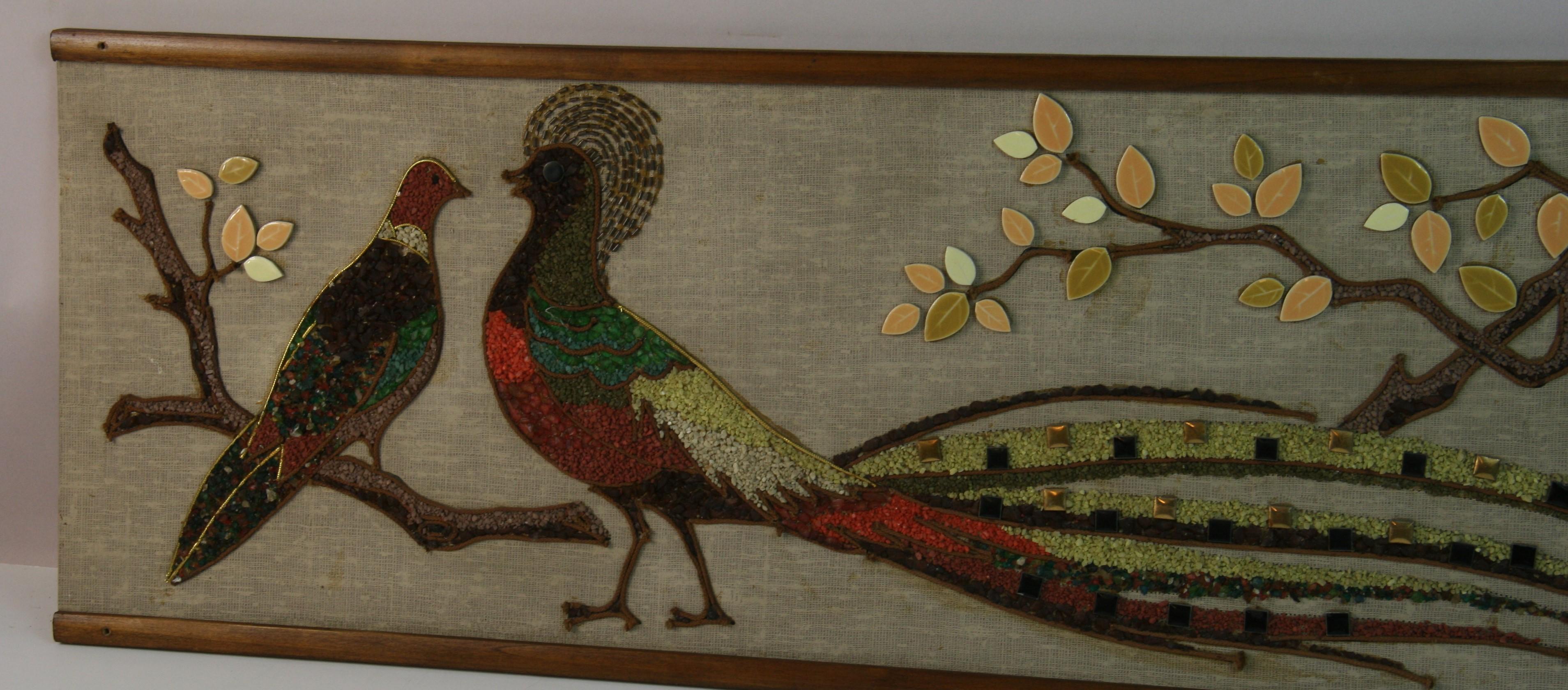 Vintage Keramik und Stein Pfau Wandskulptur 1950er Jahre im Angebot 2