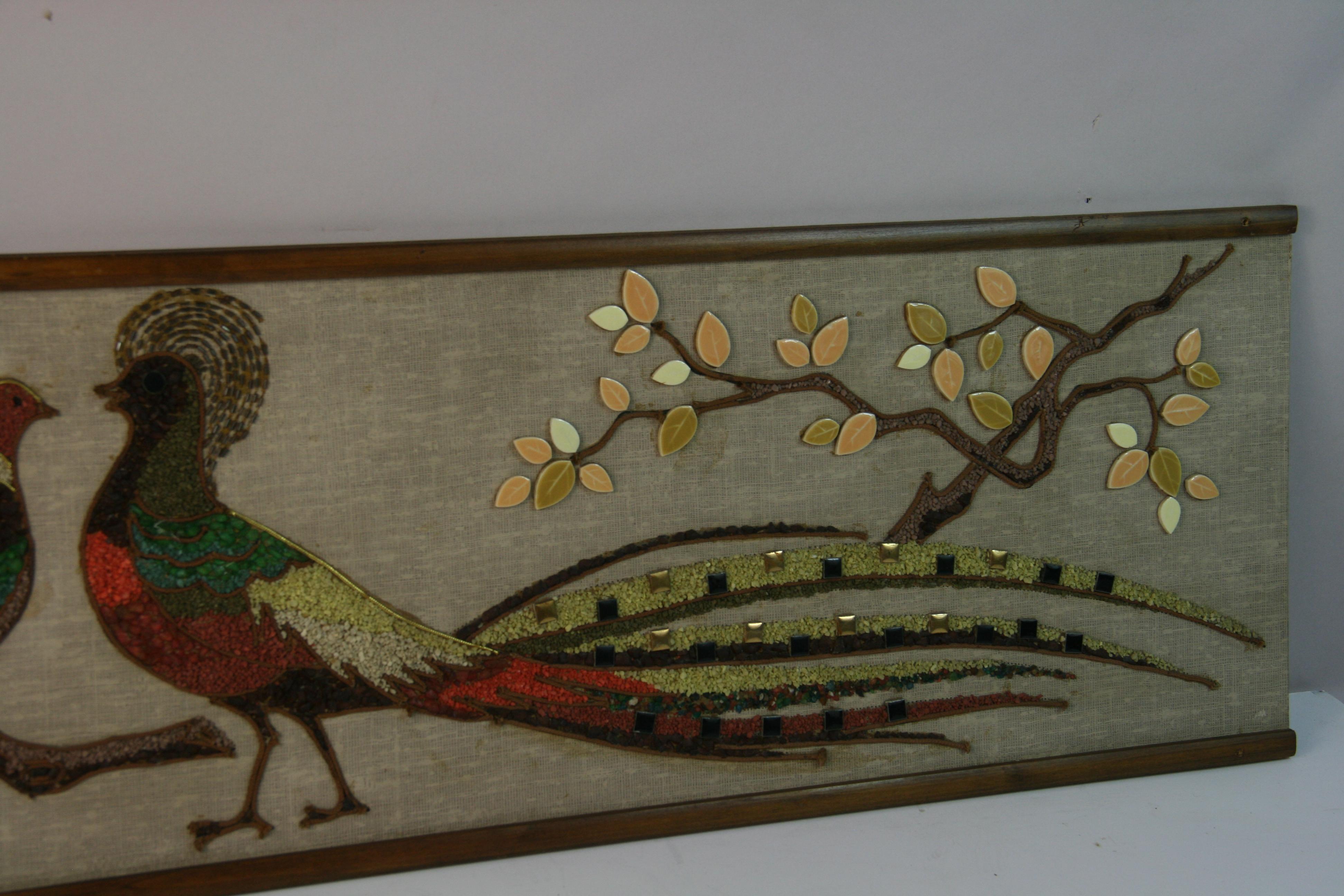 Vintage Keramik und Stein Pfau Wandskulptur 1950er Jahre im Angebot 3