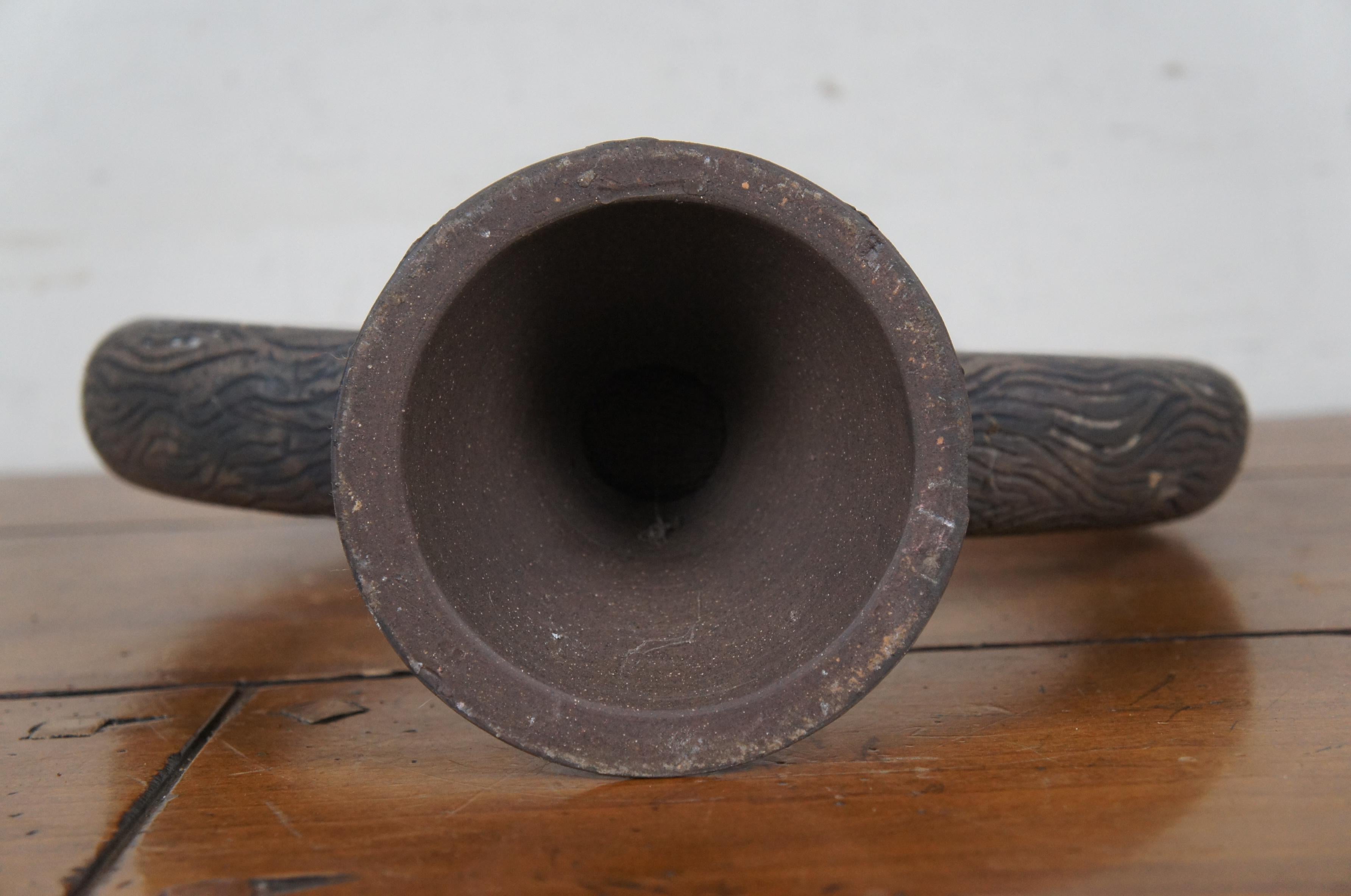 Vintage Cerámica Arte Cerámica Hitita Botella Anillo Decantador Vino Jarra Escultura 19