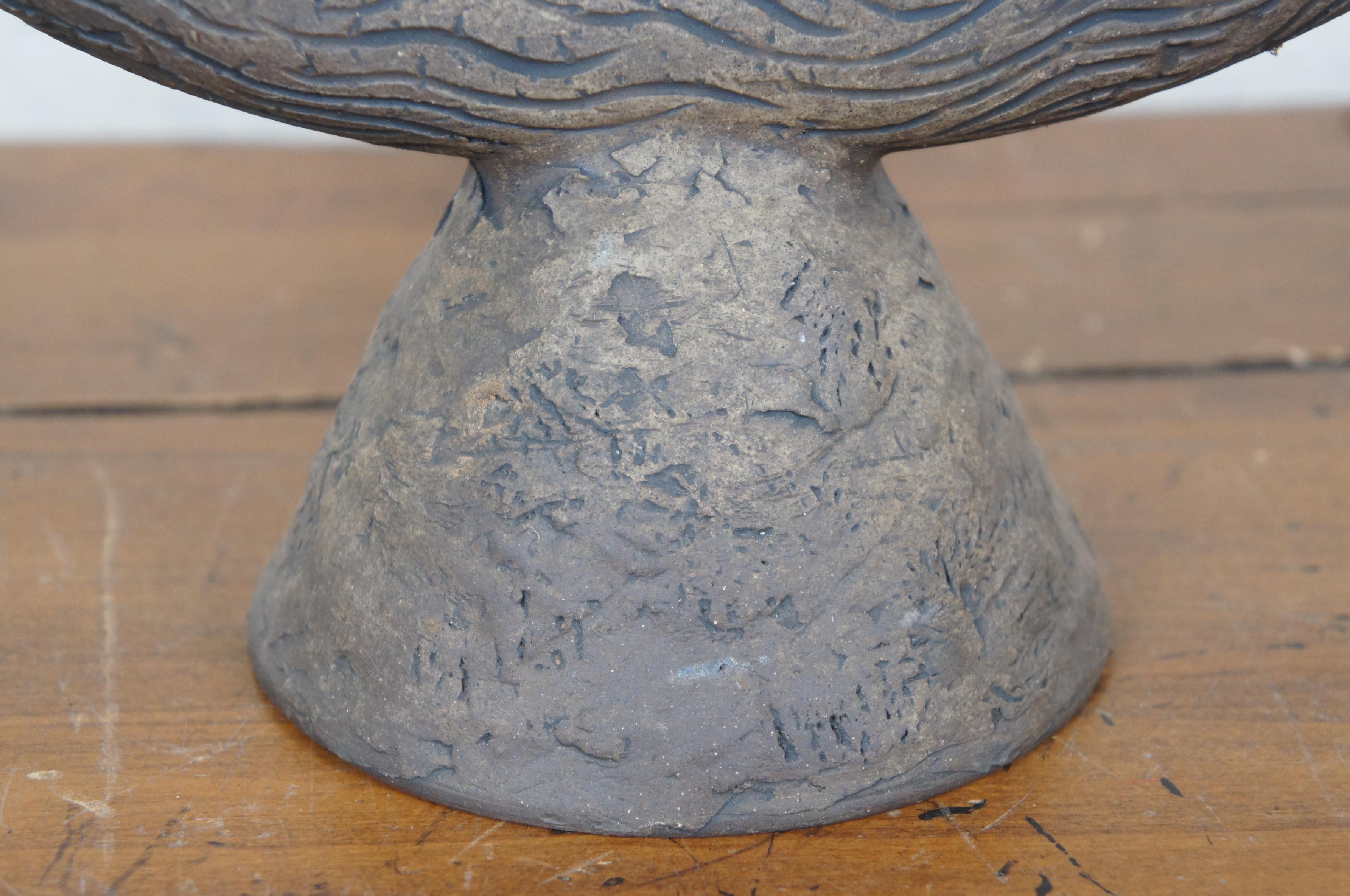 Vintage Cerámica Arte Cerámica Hitita Botella Anillo Decantador Vino Jarra Escultura 19