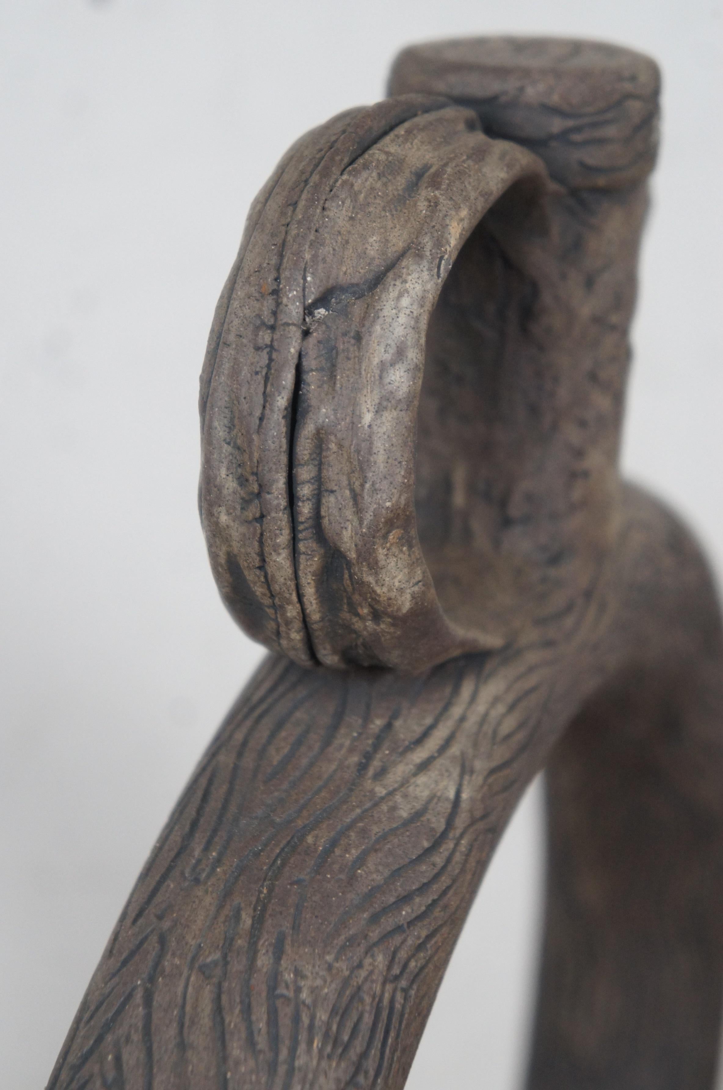 Vintage Cerámica Arte Cerámica Hitita Botella Anillo Decantador Vino Jarra Escultura 19