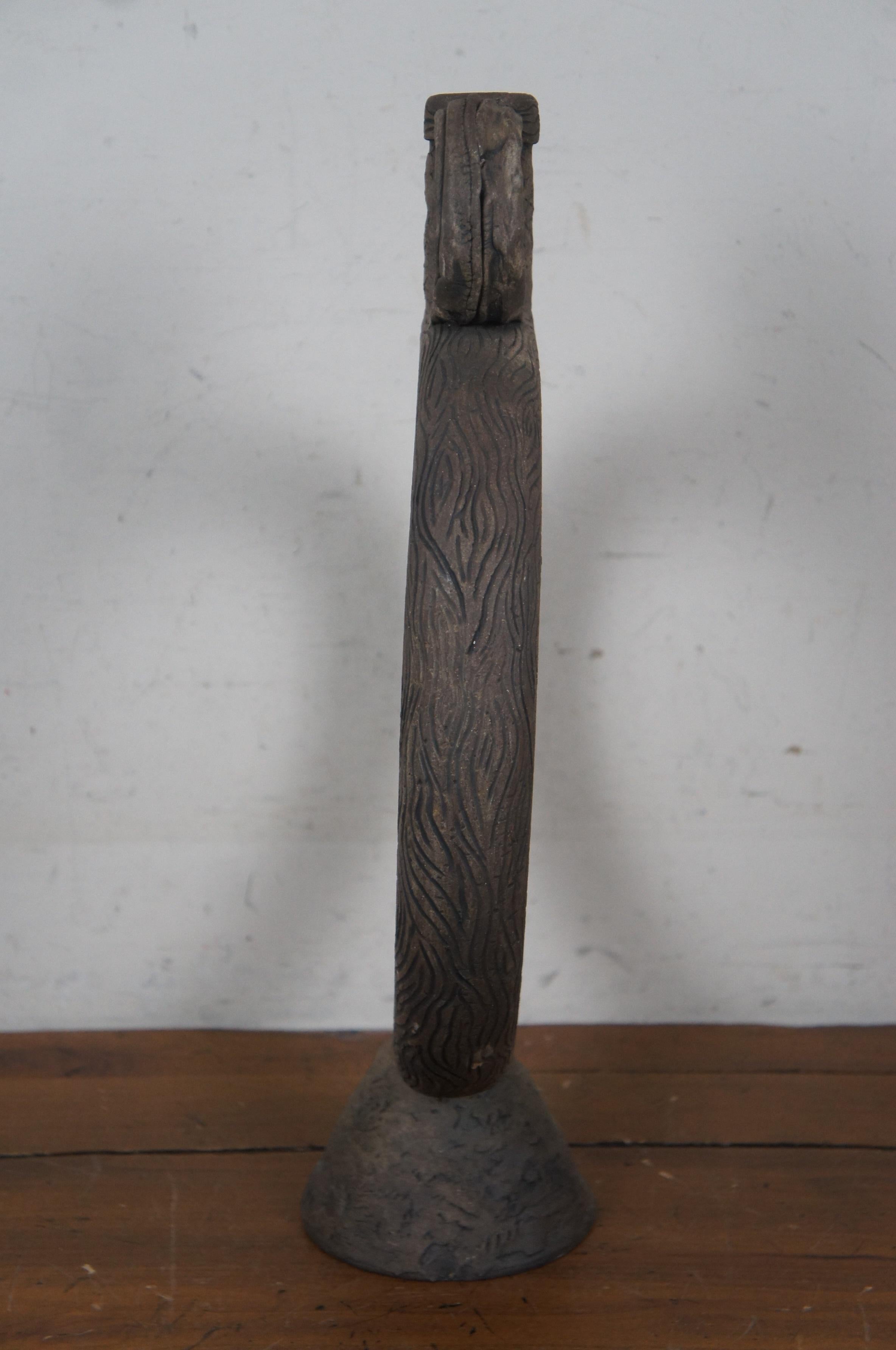 Vintage Cerámica Arte Cerámica Hitita Botella Anillo Decantador Vino Jarra Escultura 19