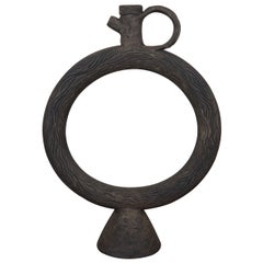 Vintage Ceramic Art Pottery Hittite Bottle Ring Wine Decanter Jug Sculpture 19"