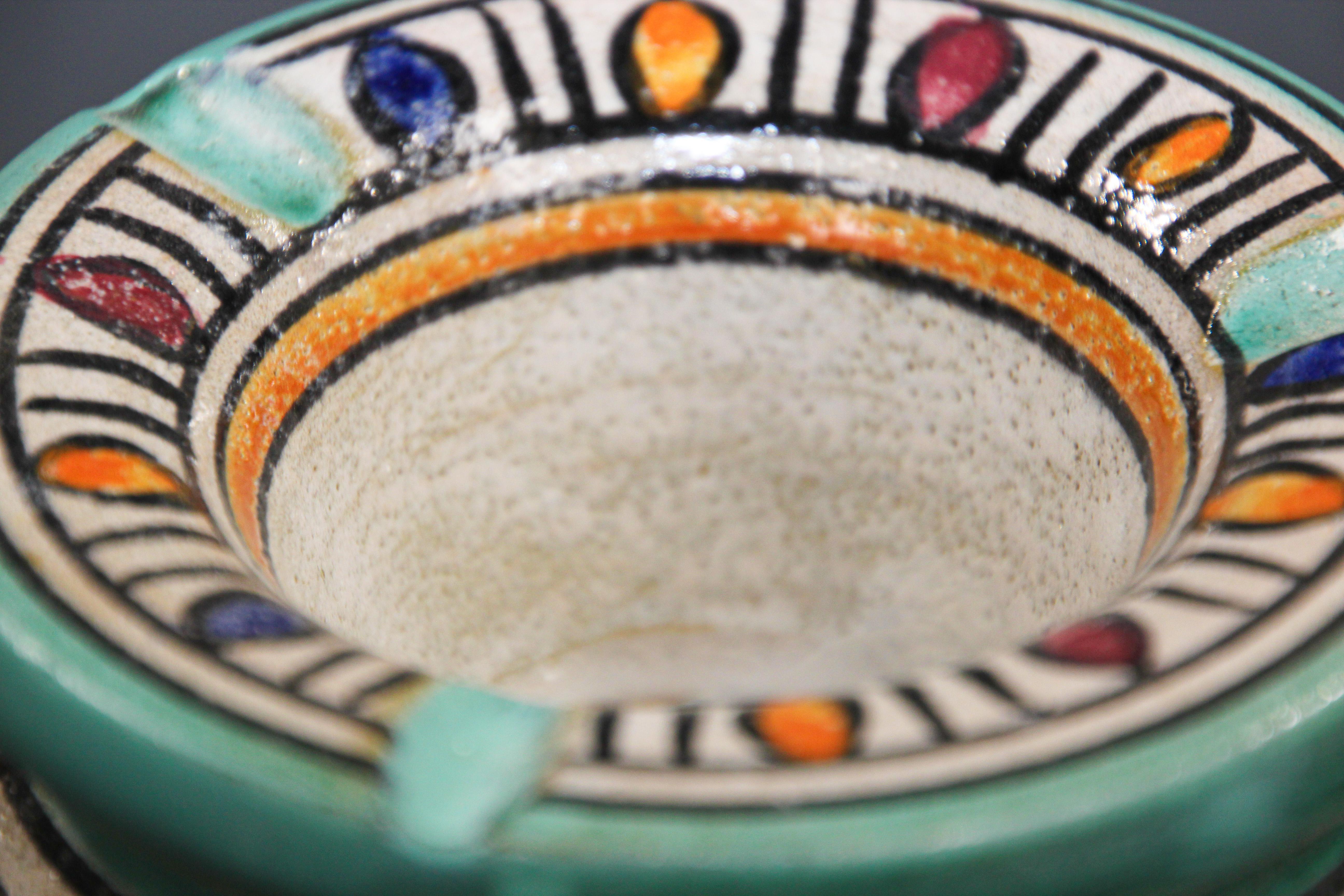 Moorish Vintage Ceramic Ashtray from Fez Morocco