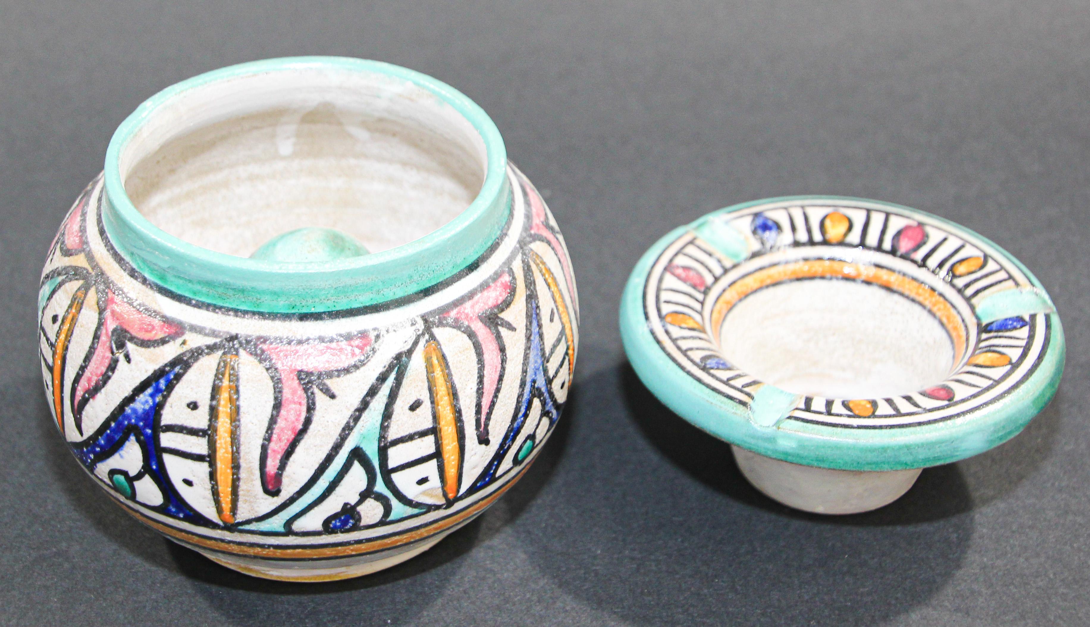 Hand-Crafted Vintage Ceramic Ashtray from Fez Morocco