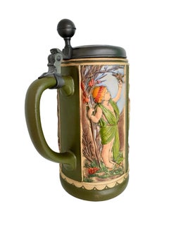 Vintage Ceramic Beer Stein Lidded with Pewter Lid by Gerz, 1960s