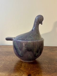 Vintage Ceramic Bird Lidded Vessel in the Manner of Aldo Londi for Bitossi