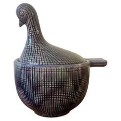 Vintage Ceramic Bird Lidded Vessel in the Manner of Aldo Londi for Bitossi