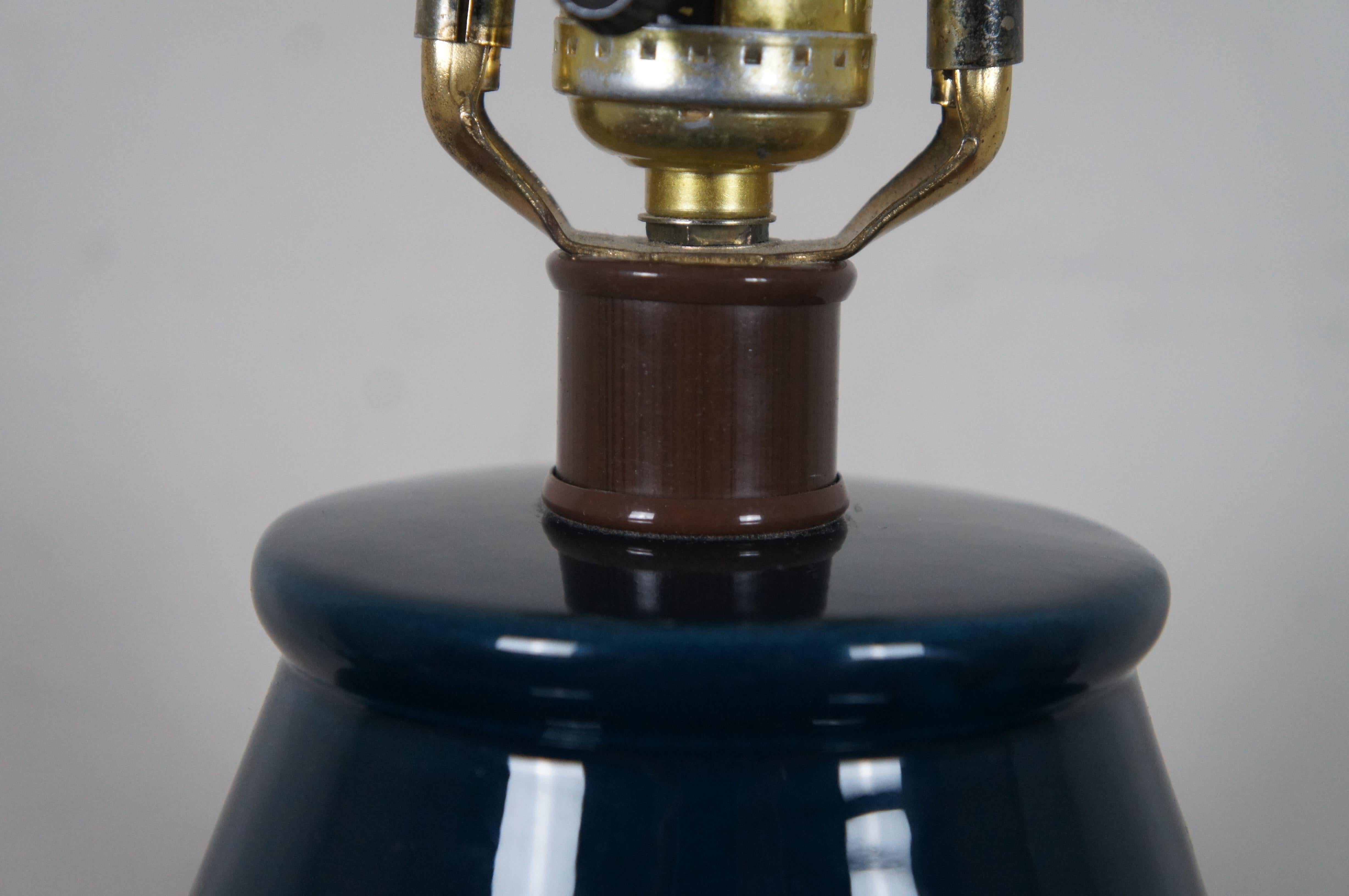 20th Century Vintage Ceramic Blue Green Drip Glaze Ginger Jar Mantel Urn Vase Table Lamp For Sale