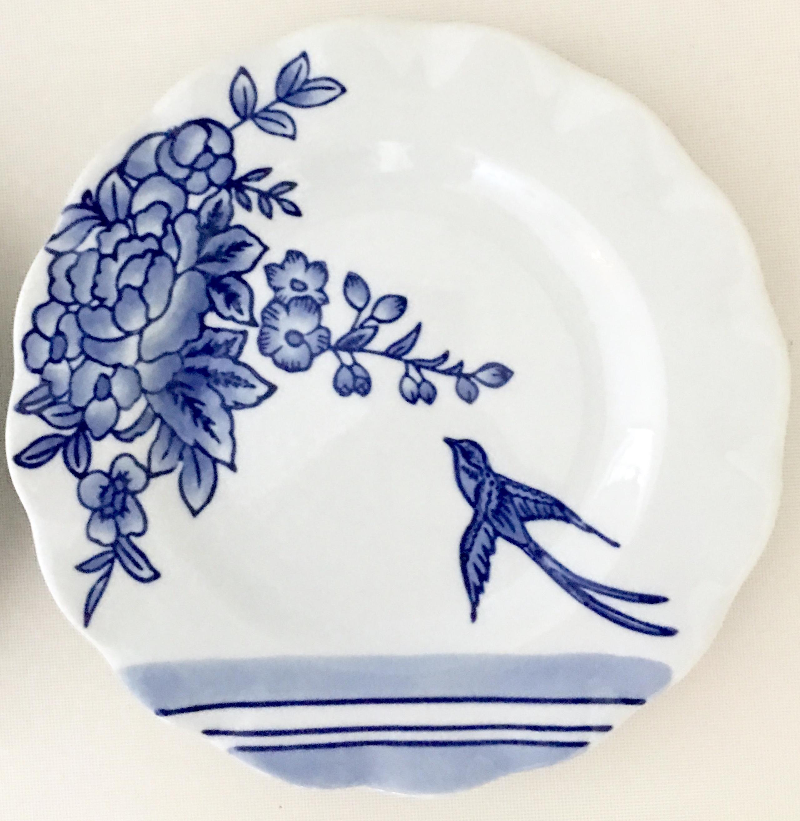 blue vintage stoneware dinner plates Details about   6X ADHARA round Dessert plates 20cm white