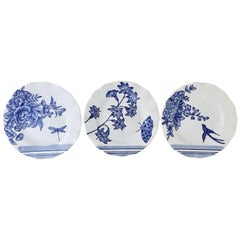 Vintage Ceramic Blue 
White Salad/Dessert Plates S/9 by, Creativeco-Op