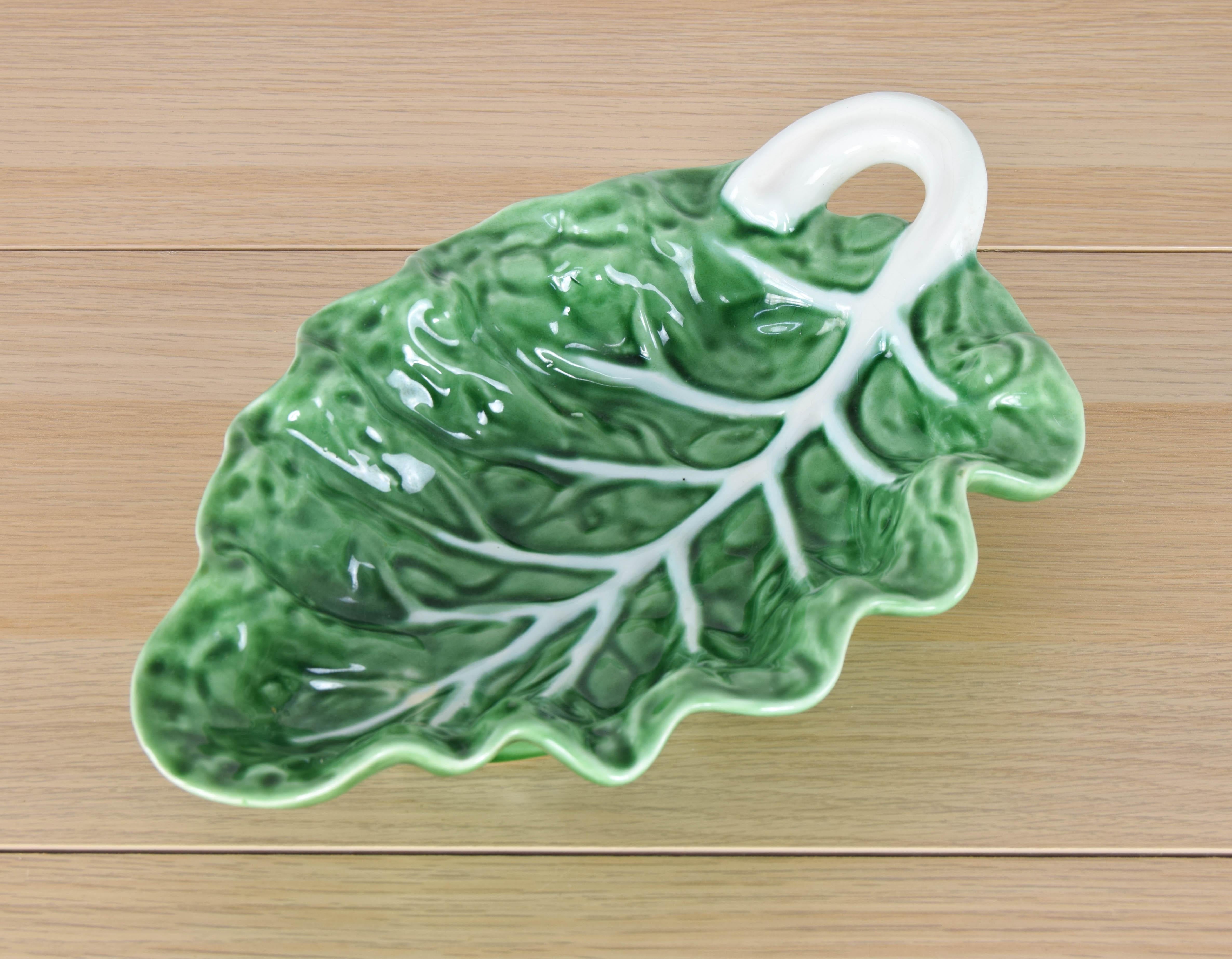 Vintage-Salatschale mit Keramikbordüre Pinheiro Cabbage-Blatt, Portugal 60er Jahre im Angebot 3