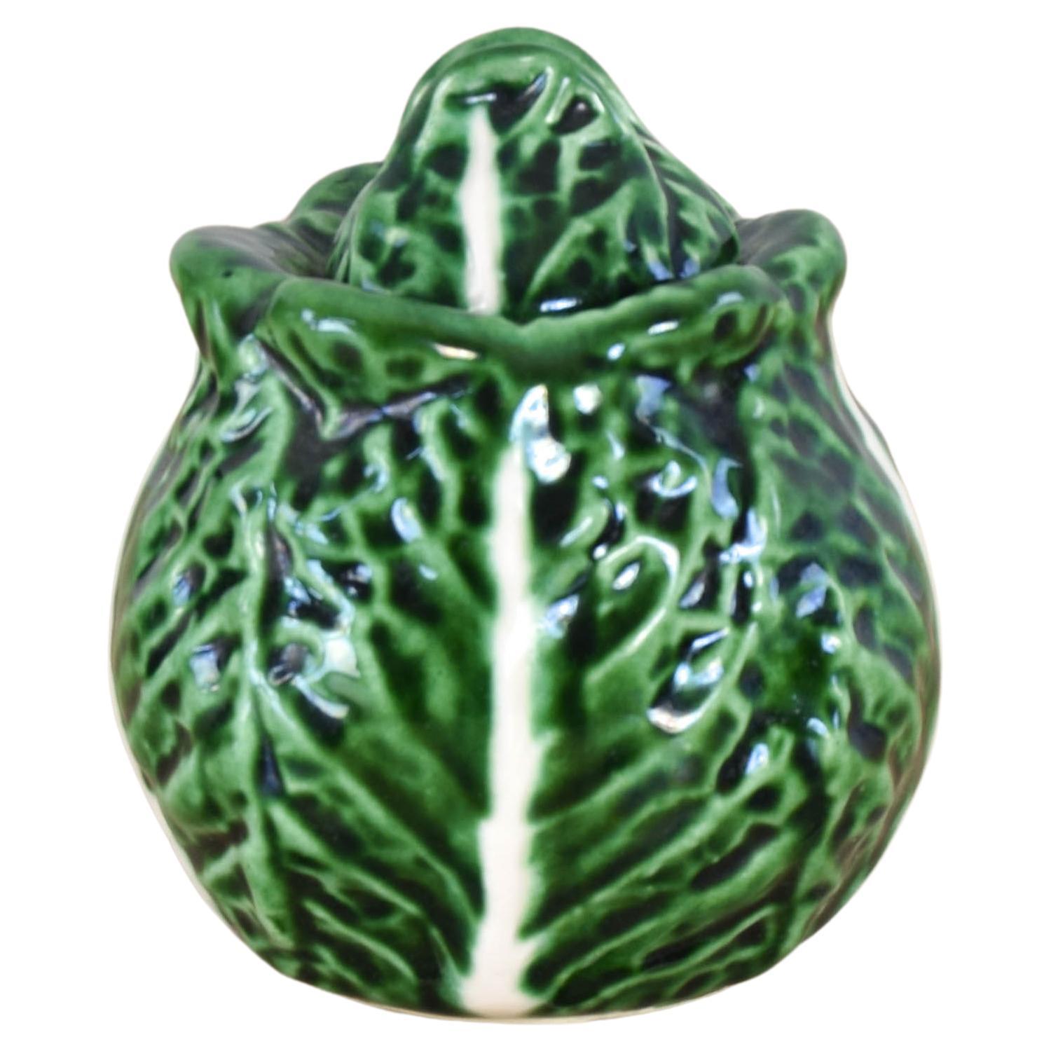 Vintage Ceramic Bordallo Pinheiro Cabbage Salt Shaker, Portugal 60s For Sale