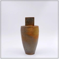 Vintage Ceramic Bottle Vase, PV Stamp, Wabi Sabi Brutalist Style