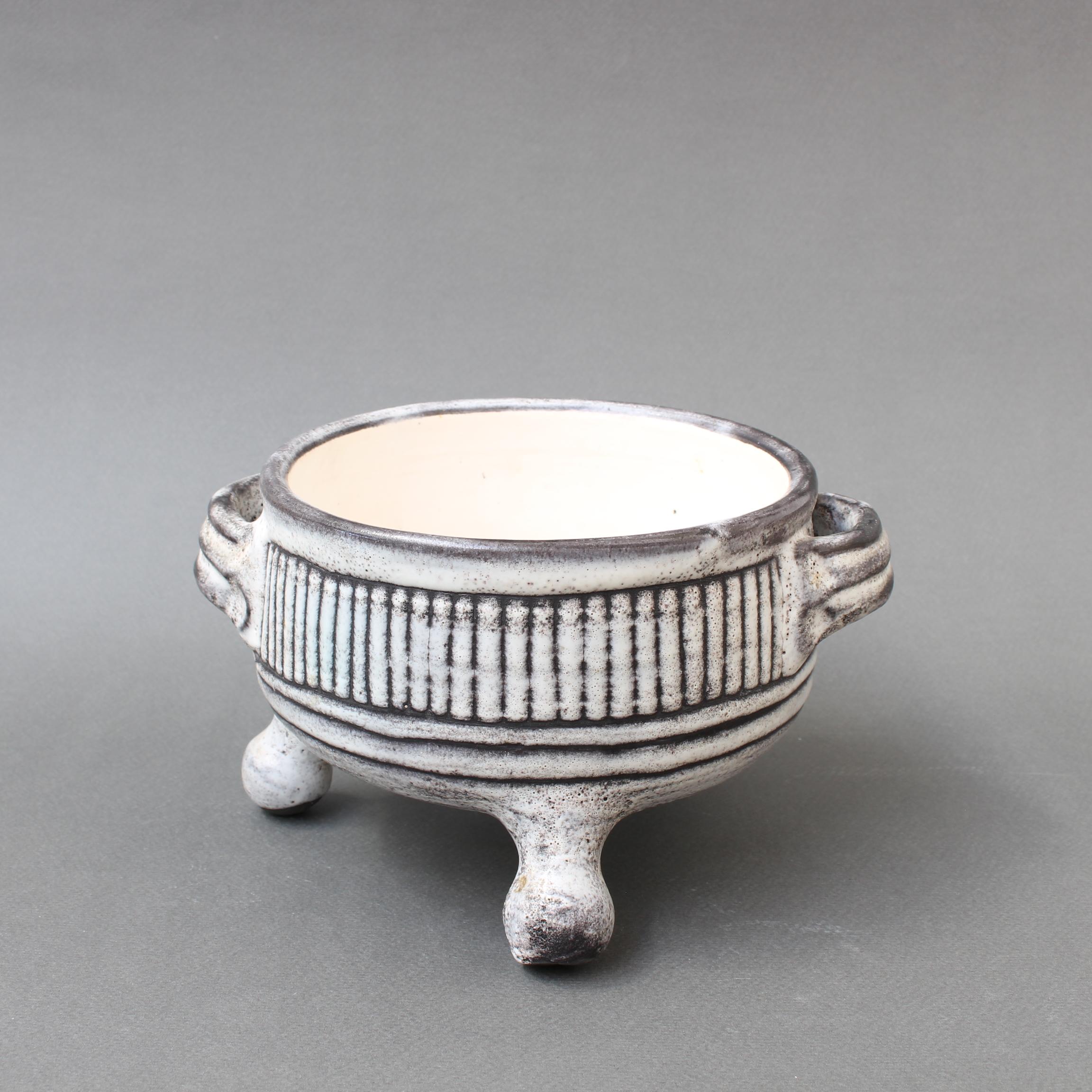 French Vintage Ceramic Bowl on Tripod Legs by Jacques Pouchain, Atelier Dieulefit