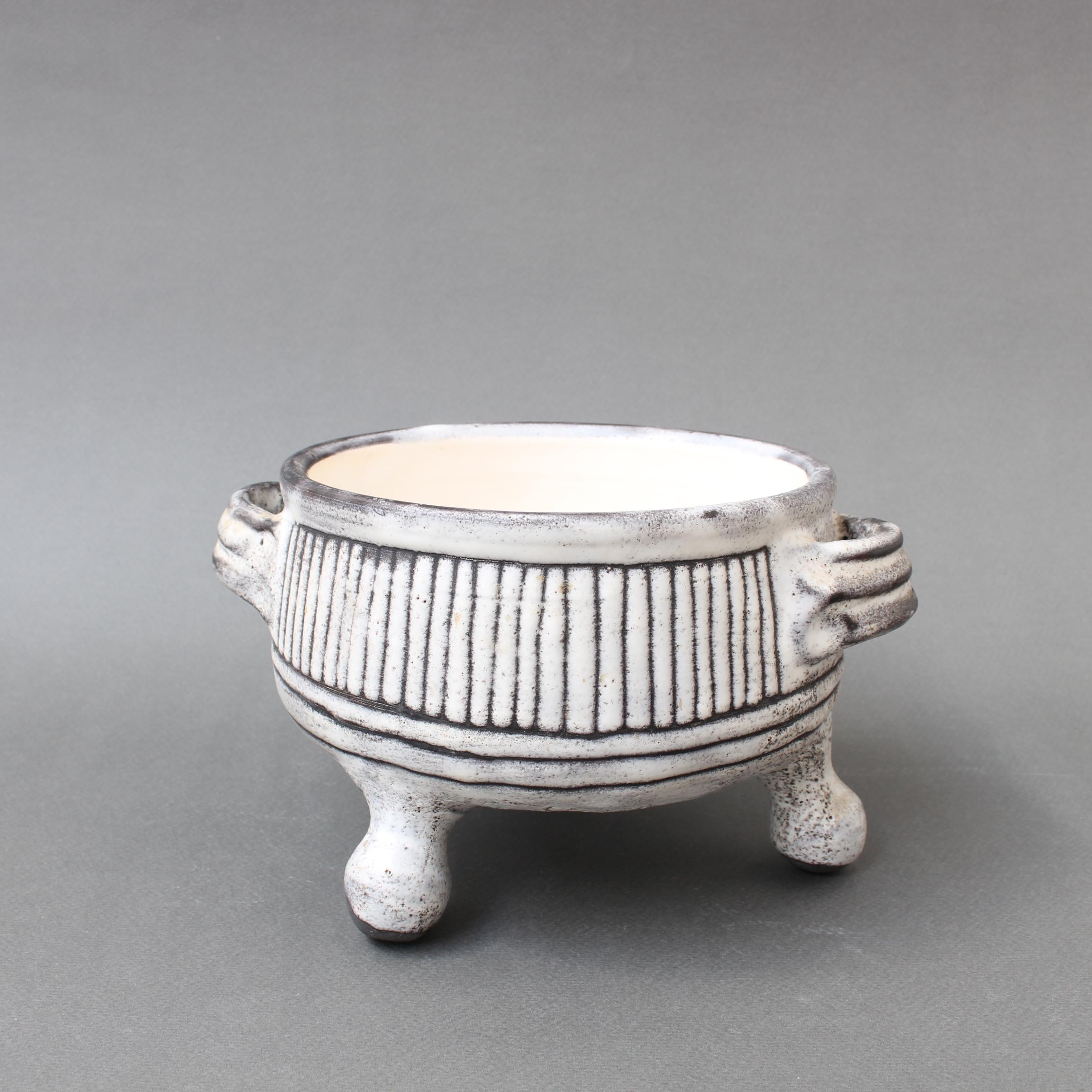 Mid-20th Century Vintage Ceramic Bowl on Tripod Legs by Jacques Pouchain, Atelier Dieulefit