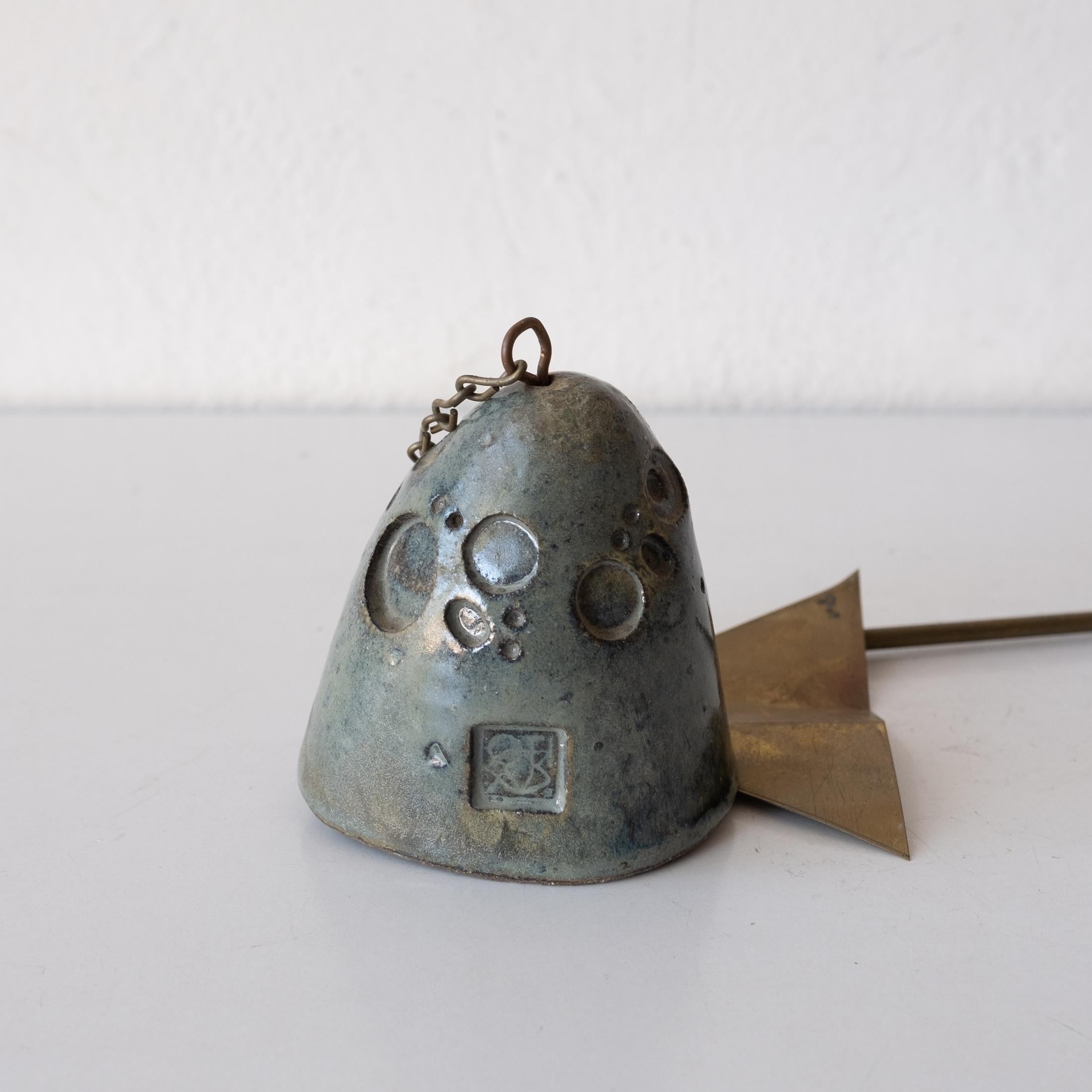 Vintage Ceramic Bronze Bell by Paolo Soleri In Good Condition In San Diego, CA