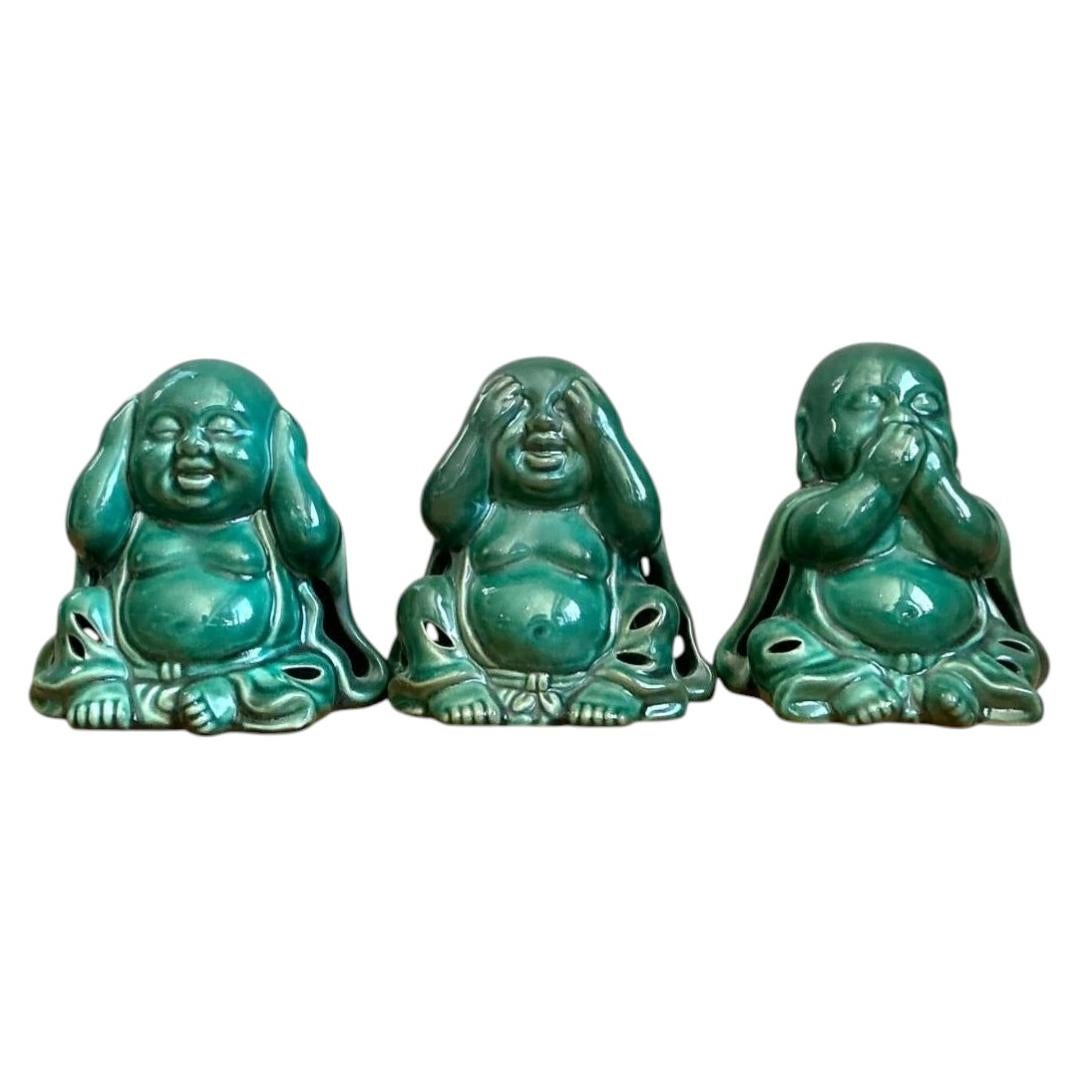 Vintage Ceramic Buddha Figurines - Set of 3