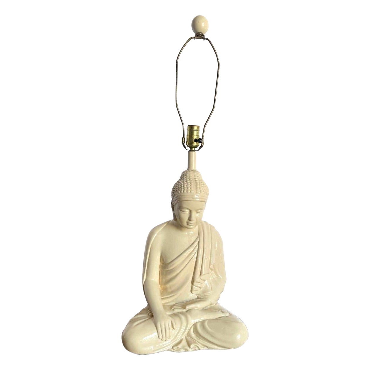 Vintage Ceramic Buddha Sculpture Table Lamp For Sale