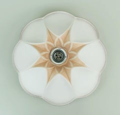 LUMIÈRE DE PLAFOND ou lampe murale en céramique vintage en forme de fleur blanc gris rose années 80