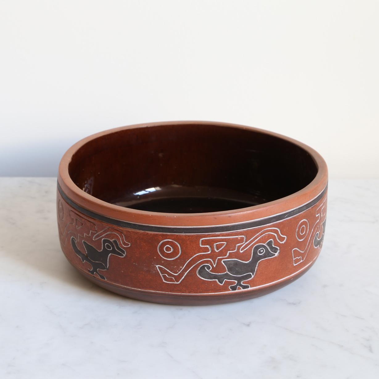 Mid-Century Modern Vintage Ceramic Center Piece Bowl, Mexican Pottery