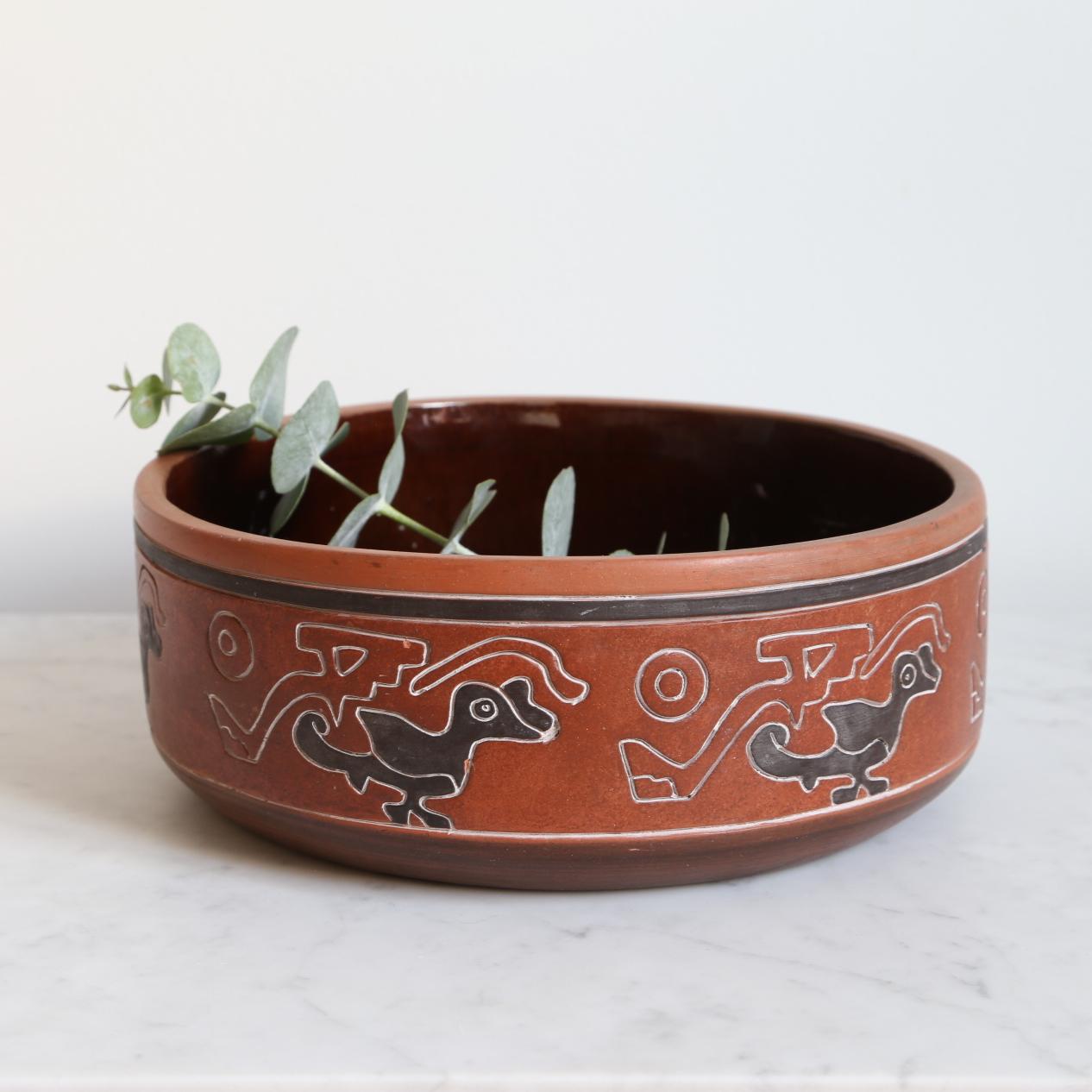 Late 20th Century Vintage Ceramic Center Piece Bowl, Mexican Pottery