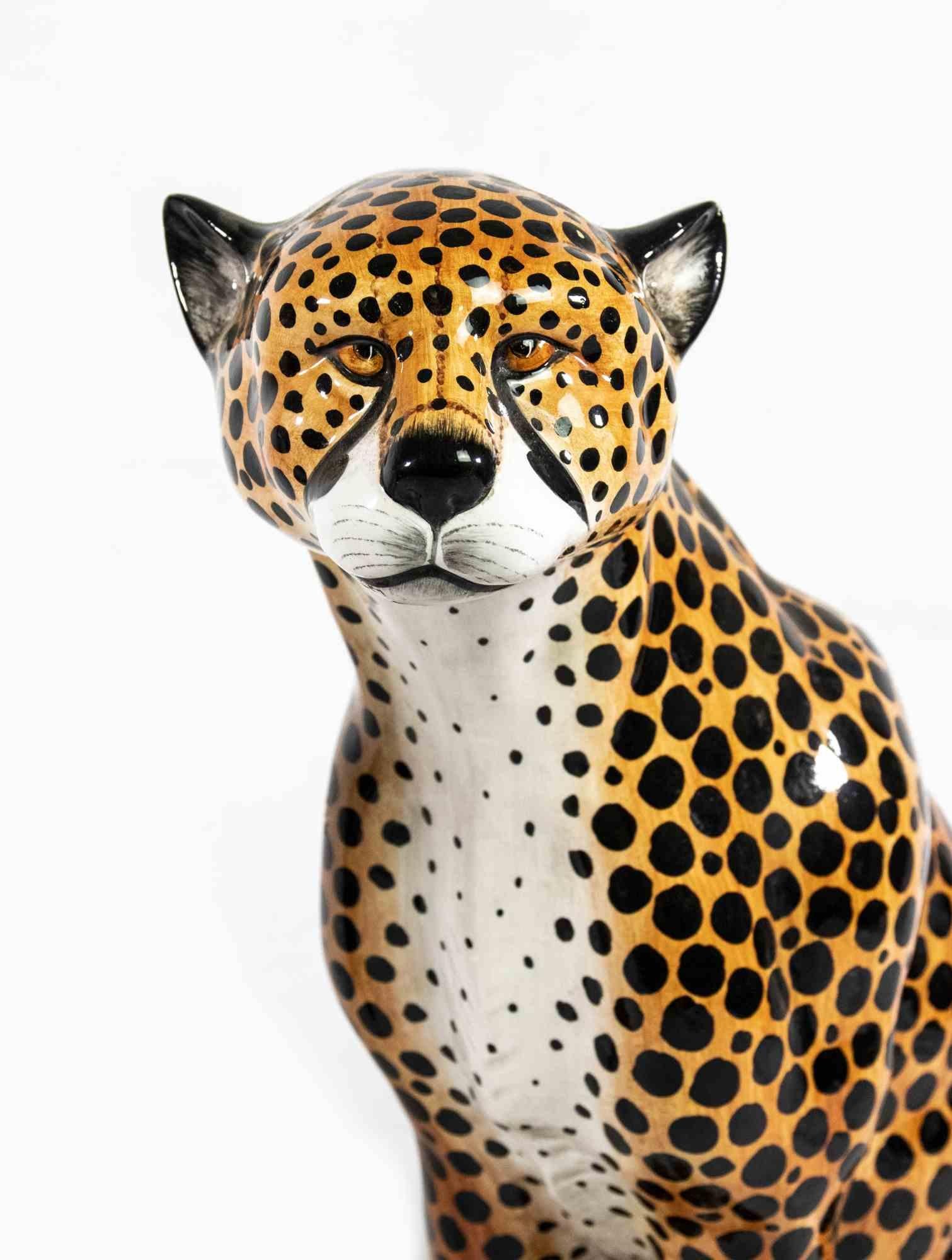 Vintage Ceramic Cheetahs, Mid-20th Century In Good Condition In Roma, IT