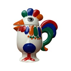 Tetera o cafetera vintage de cerámica con forma de pollo, años 70