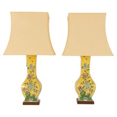 Retro Ceramic Chinoiserie Lamps Famille Jaune and Famille Verte Table Lamps