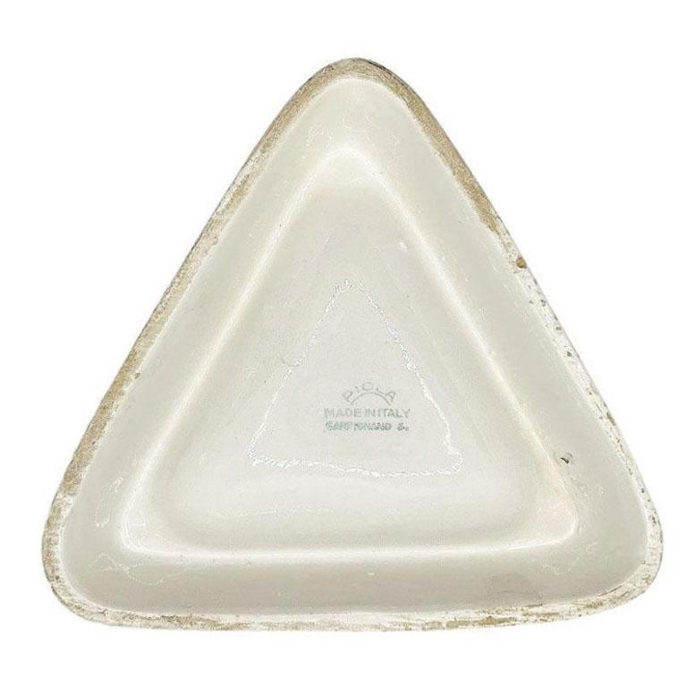 Mid-Century Modern Vintage Ceramic CinZano Vermouth Triangular Ashtray in Red Blue & White, Italy For Sale