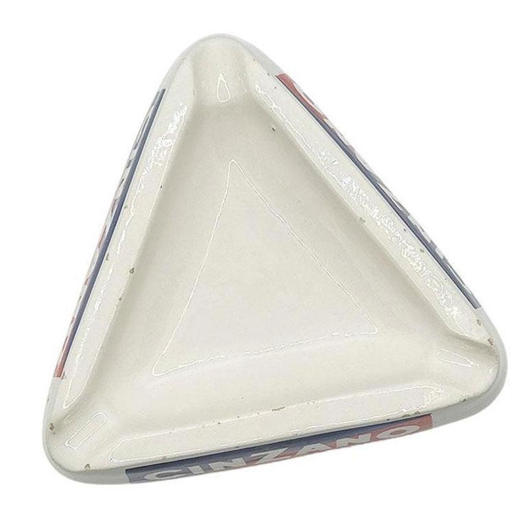 Vintage Ceramic CinZano Vermouth Triangular Ashtray in Red Blue & White, Italy In Good Condition For Sale In Oklahoma City, OK