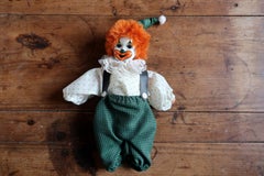 Vintage Ceramic Clown Figure, 20th Century, Harlequin, Orange Hair - 2C155