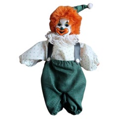 Vintage Ceramic Clown Figure, 20th Century, Harlequin, Orange Hair - 2C155
