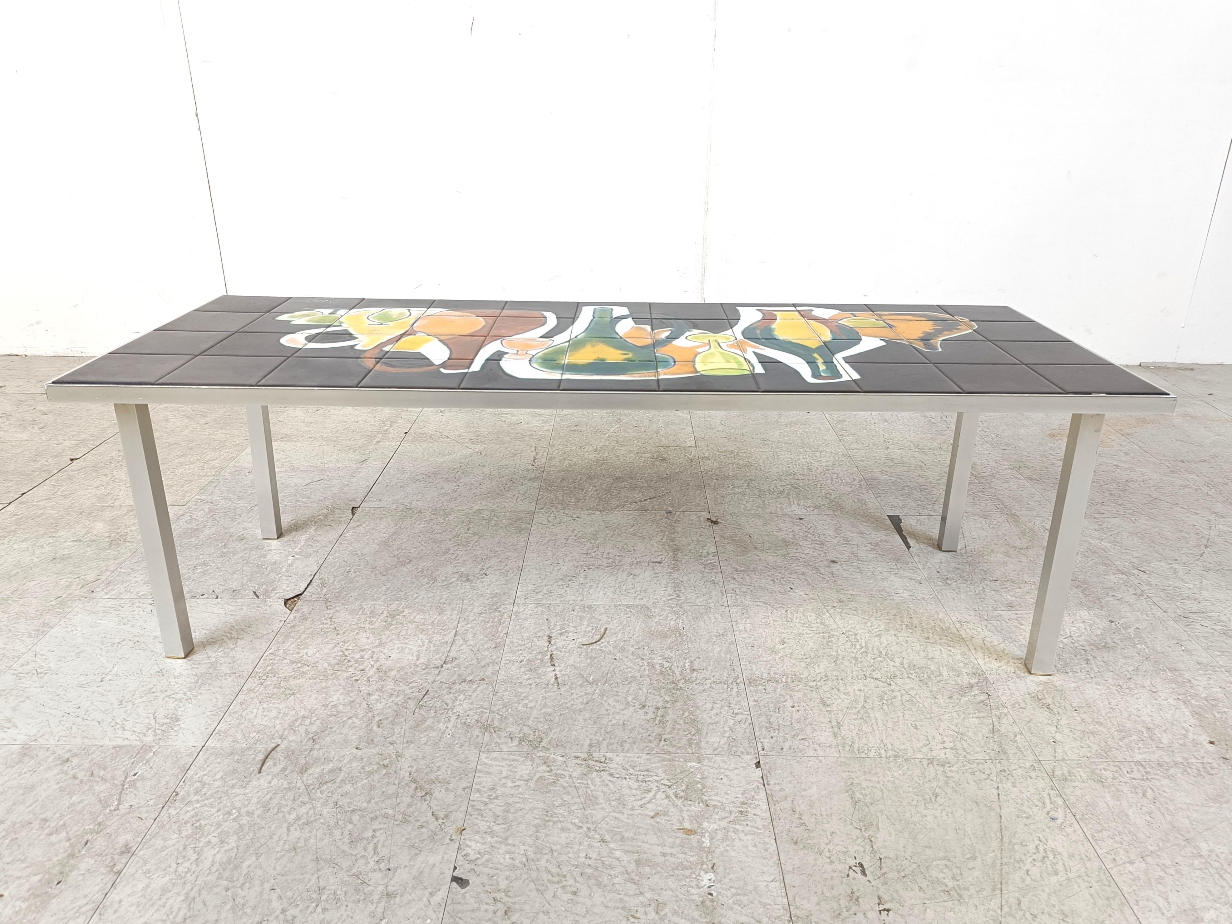 Belgian Vintage ceramic coffee table, 1960s  For Sale