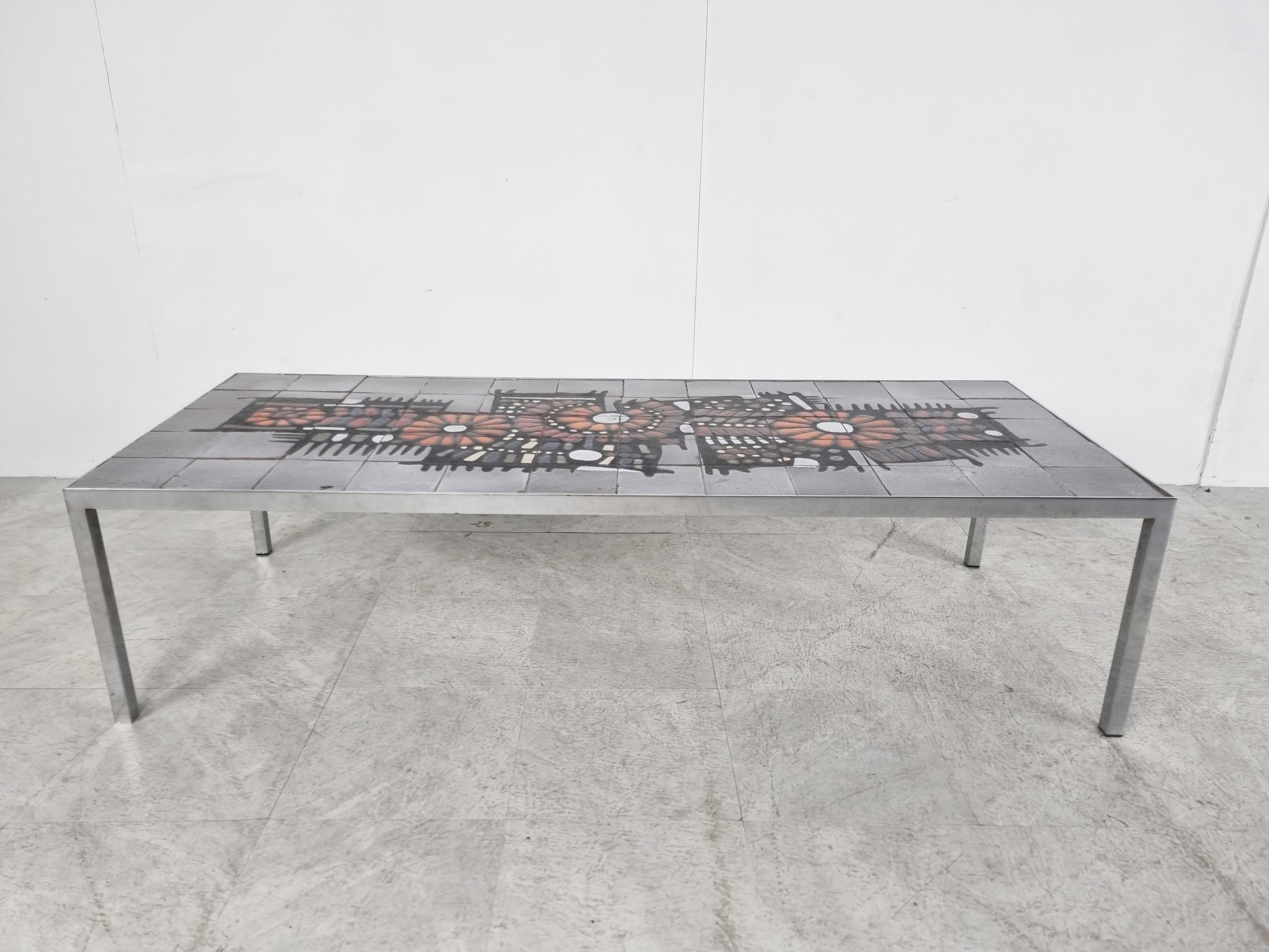 Vintage Ceramic Coffee Table by Perignem, 1960s In Good Condition For Sale In HEVERLEE, BE