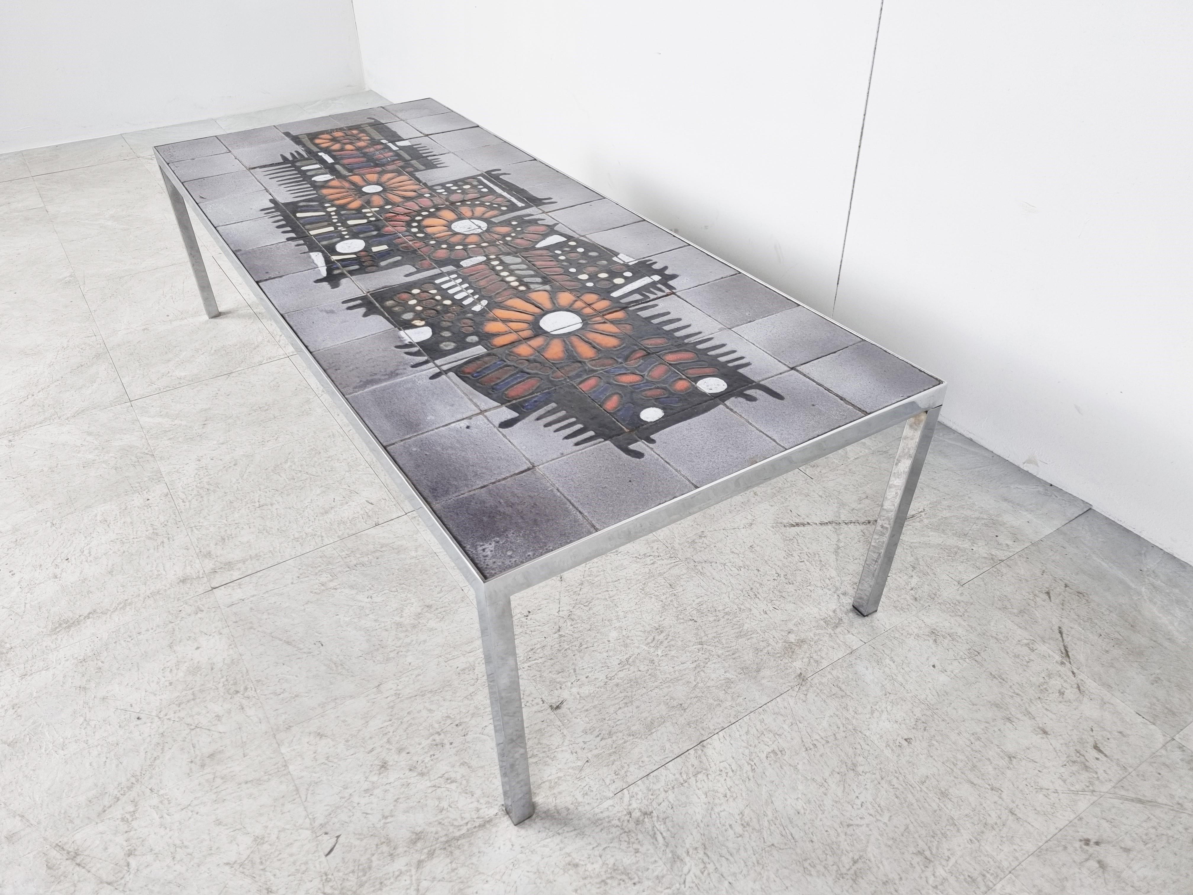 Mid-20th Century Vintage Ceramic Coffee Table by Perignem, 1960s For Sale