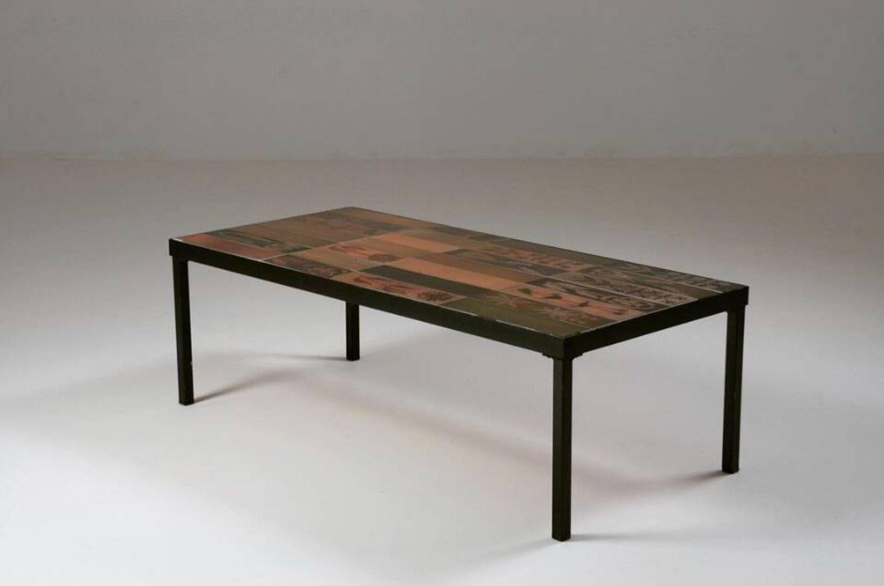French Vintage ceramic coffee table by Roger Capron, 1960s For Sale