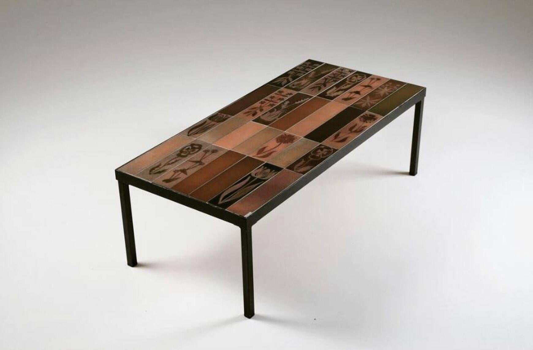 Vintage ceramic coffee table by Roger Capron, 1960s In Good Condition For Sale In GRENOBLE, FR