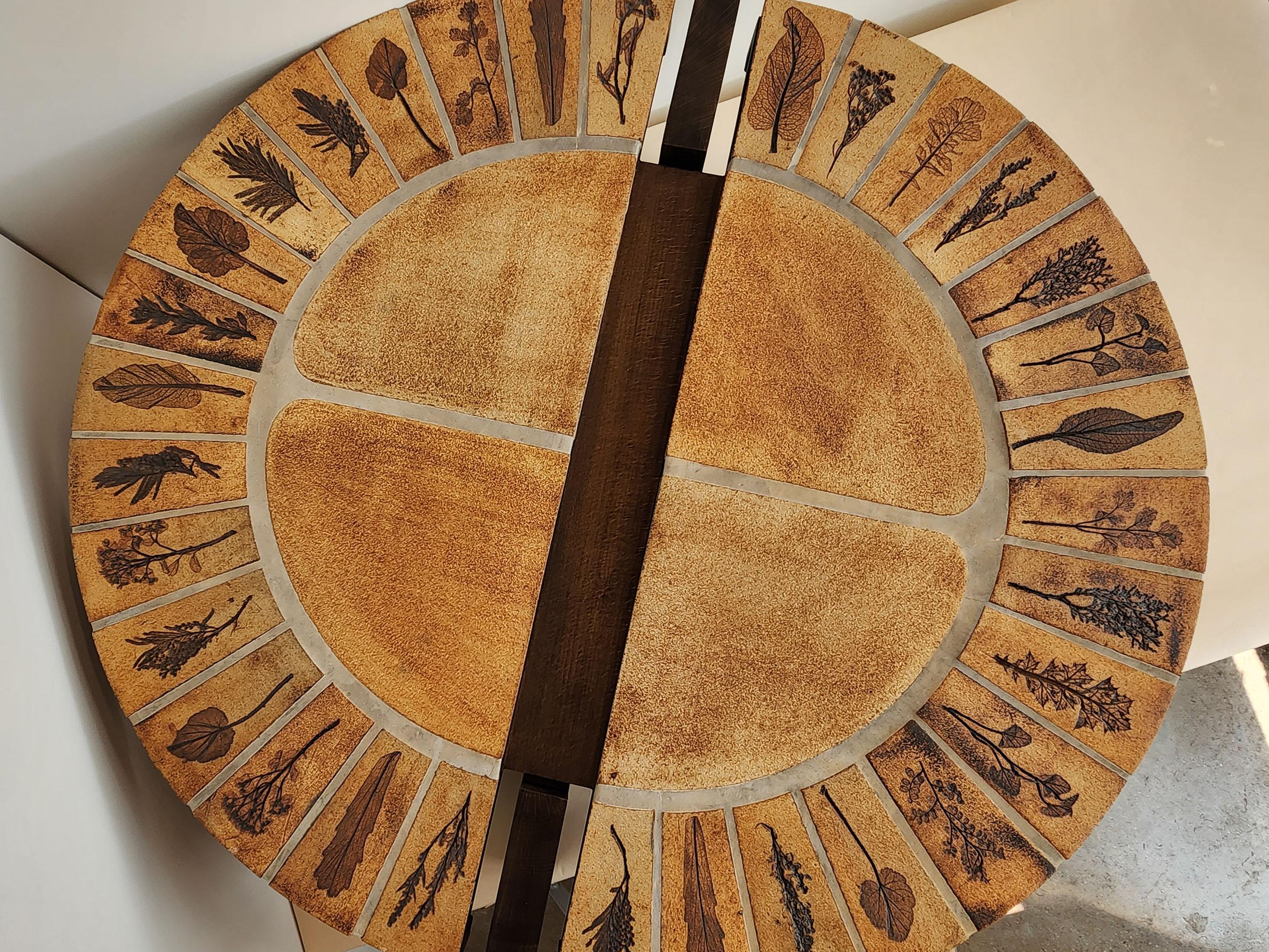 Roger Capron - Ovoid Ceramic Split Coffee Table, Garrigue Tiles, Wood Frame For Sale 4