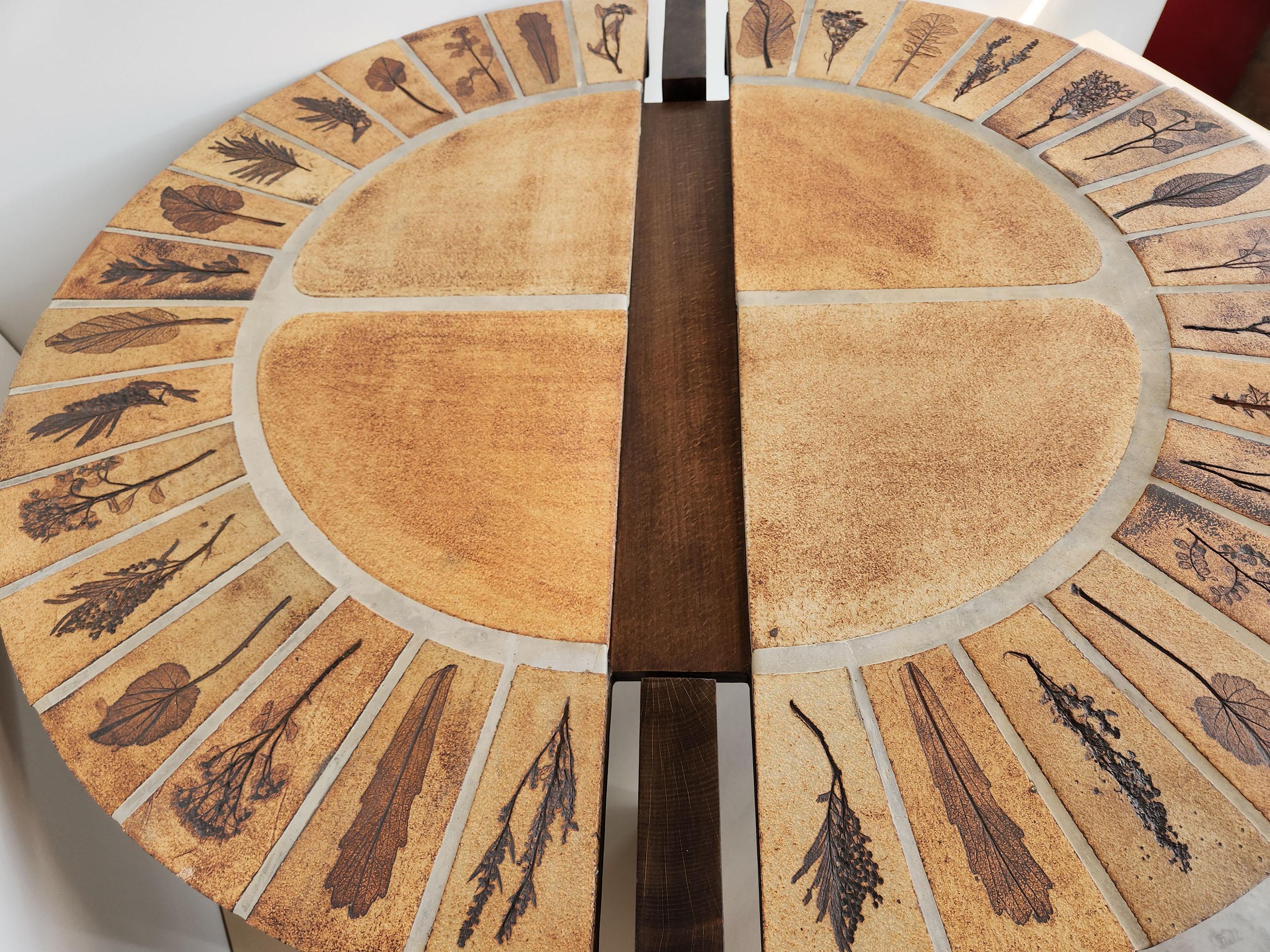 Roger Capron - Table basse fendue ovoïde en céramique, carreaux de Garrigue, structure en Wood en vente 6