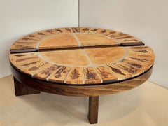 Roger Capron - Ovoid Ceramic Split Coffee Table, Garrigue Tiles, Wood Frame