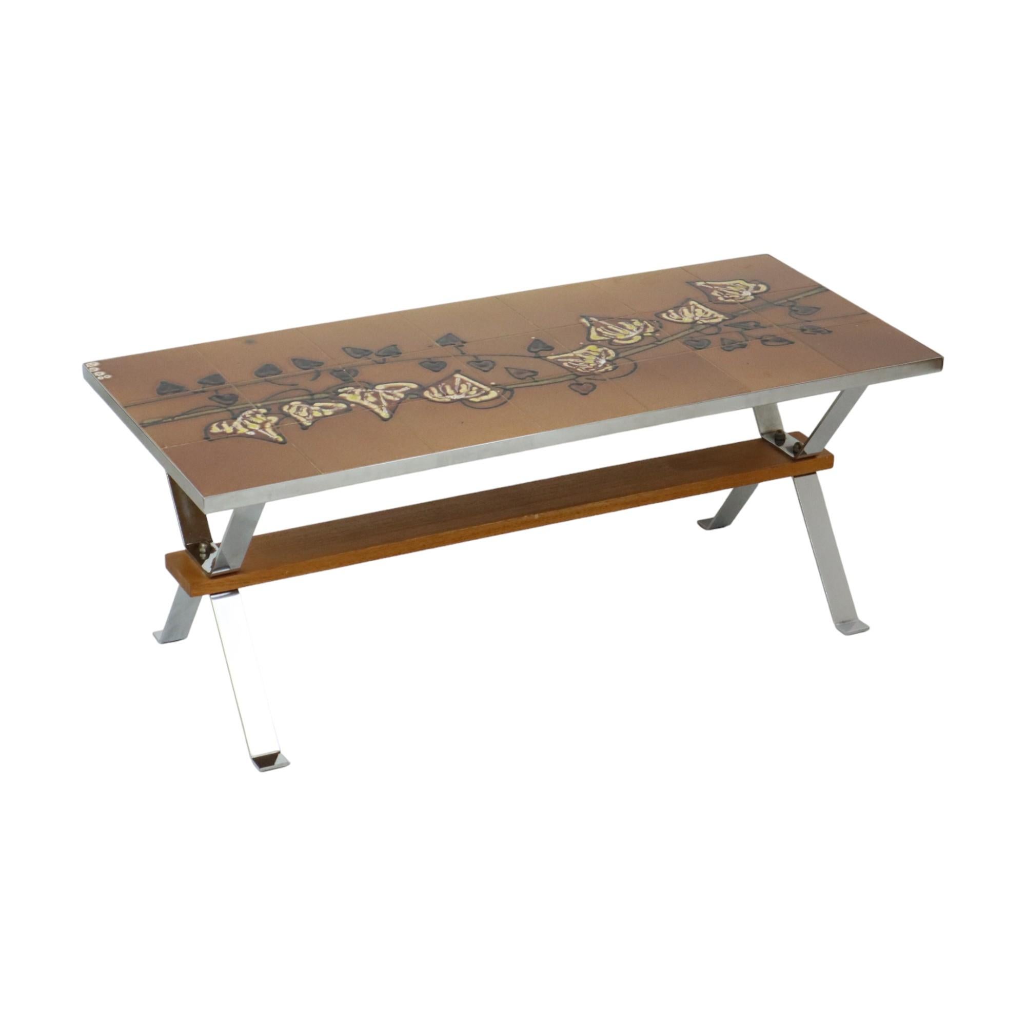 Vintage-Couchtisch/Kacheltisch aus Keramik Adri Belarti, Adri Belarti, Seventies Design 109 cm im Angebot 4