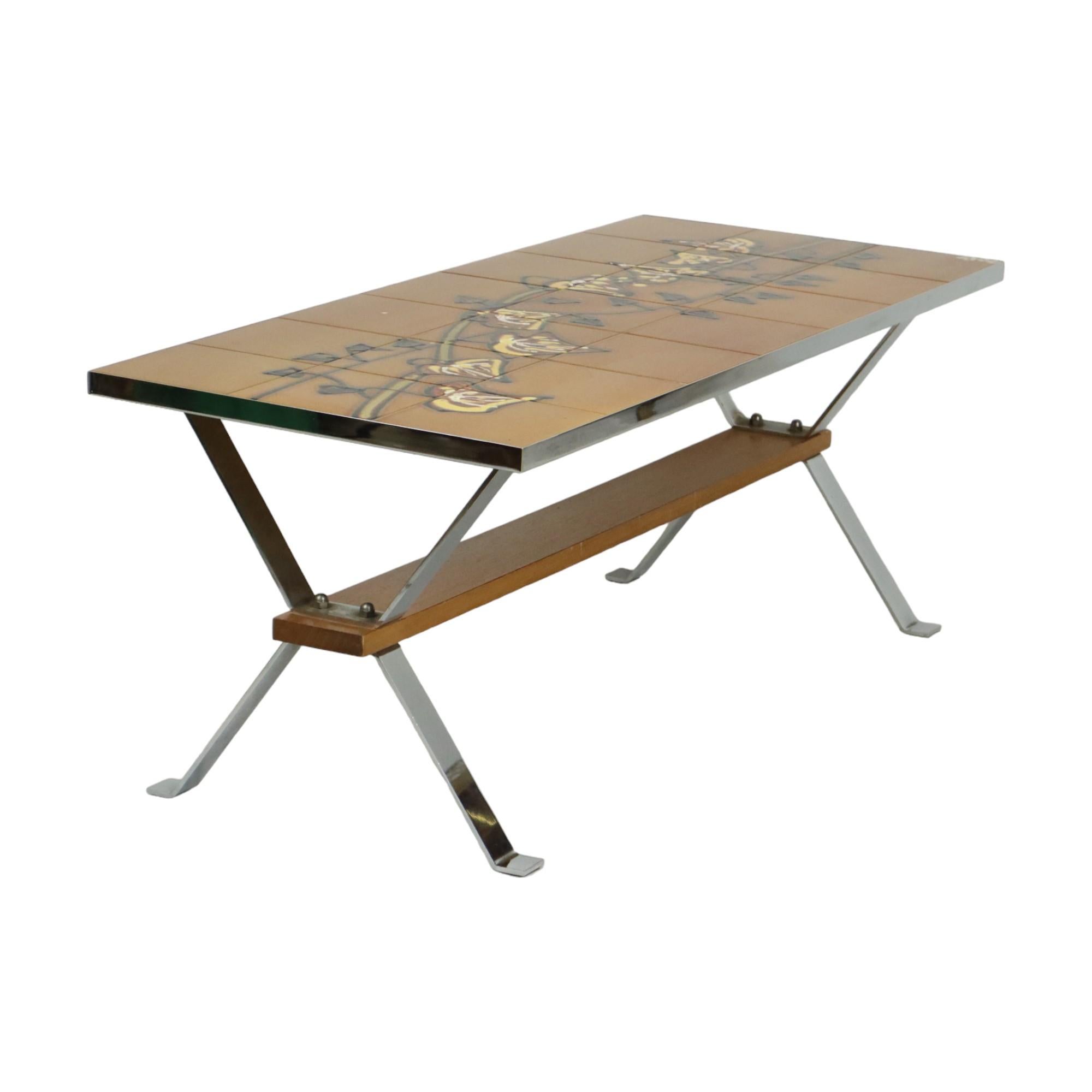 Vintage-Couchtisch/Kacheltisch aus Keramik Adri Belarti, Adri Belarti, Seventies Design 109 cm (Space Age) im Angebot