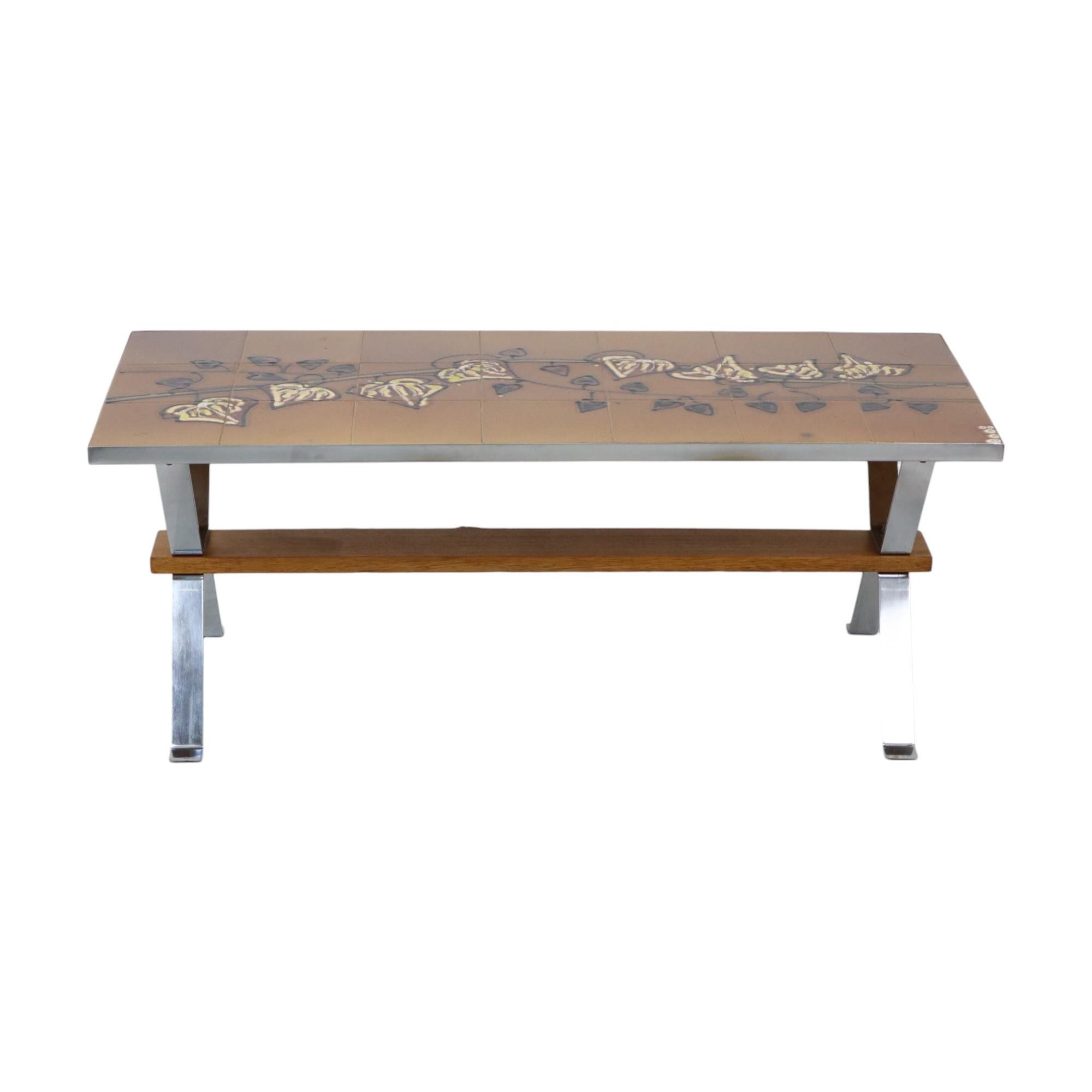 Vintage-Couchtisch/Kacheltisch aus Keramik Adri Belarti, Adri Belarti, Seventies Design 109 cm (Belgisch) im Angebot