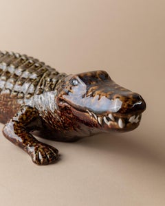 Vintage Ceramic Crocodile Sculpture by Coccodrillo, Multicolored Glaze, Italy