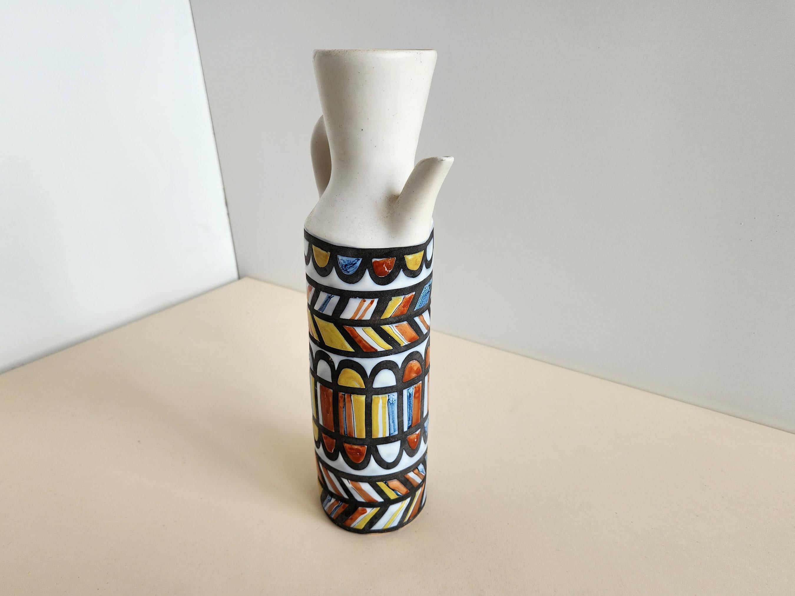 Mid-Century Modern Roger Capron - Vintage Ceramic Decanter with Abstract Motive For Sale