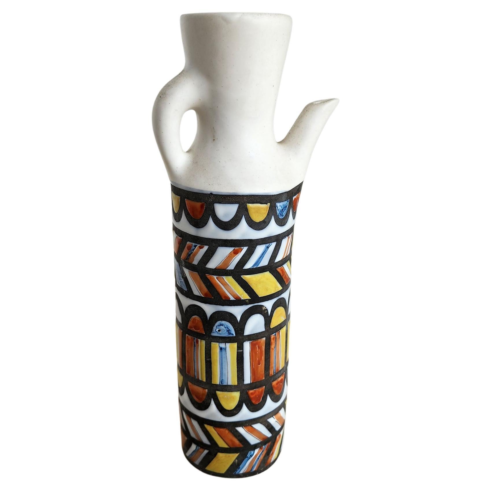 Roger Capron - Vintage Ceramic Decanter with Abstract Motive For Sale